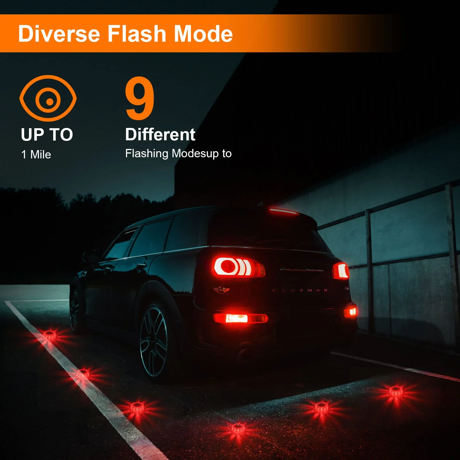 Garvee 3 Pack USB Rechargeable LED Road Flares Emergency Lights Roadside Safety Beacon Disc Flashing Warning Flare Kit with 1 USB Car Charger,Magnetic Base & Hook for Car Truck Boats (Batteries Included) - Image 5