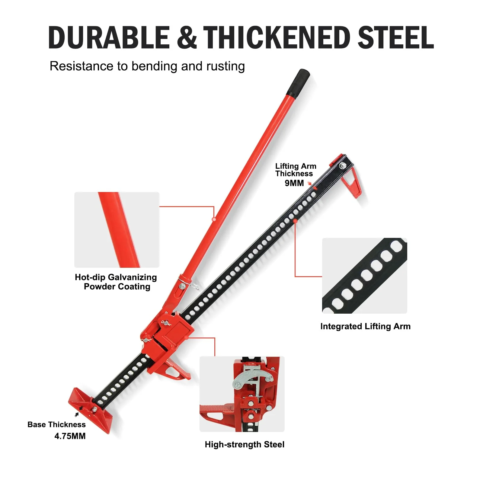 Garvee 3 Ton Farm Jack, 33" Utility Farm Jack, 6600 Lbs Capacity Ratcheting Off Road Utility Jack, Heavy-Duty Farm Jack Foratv, Utv, SUV, Tractor, Truck, Universal Jack - Image 8