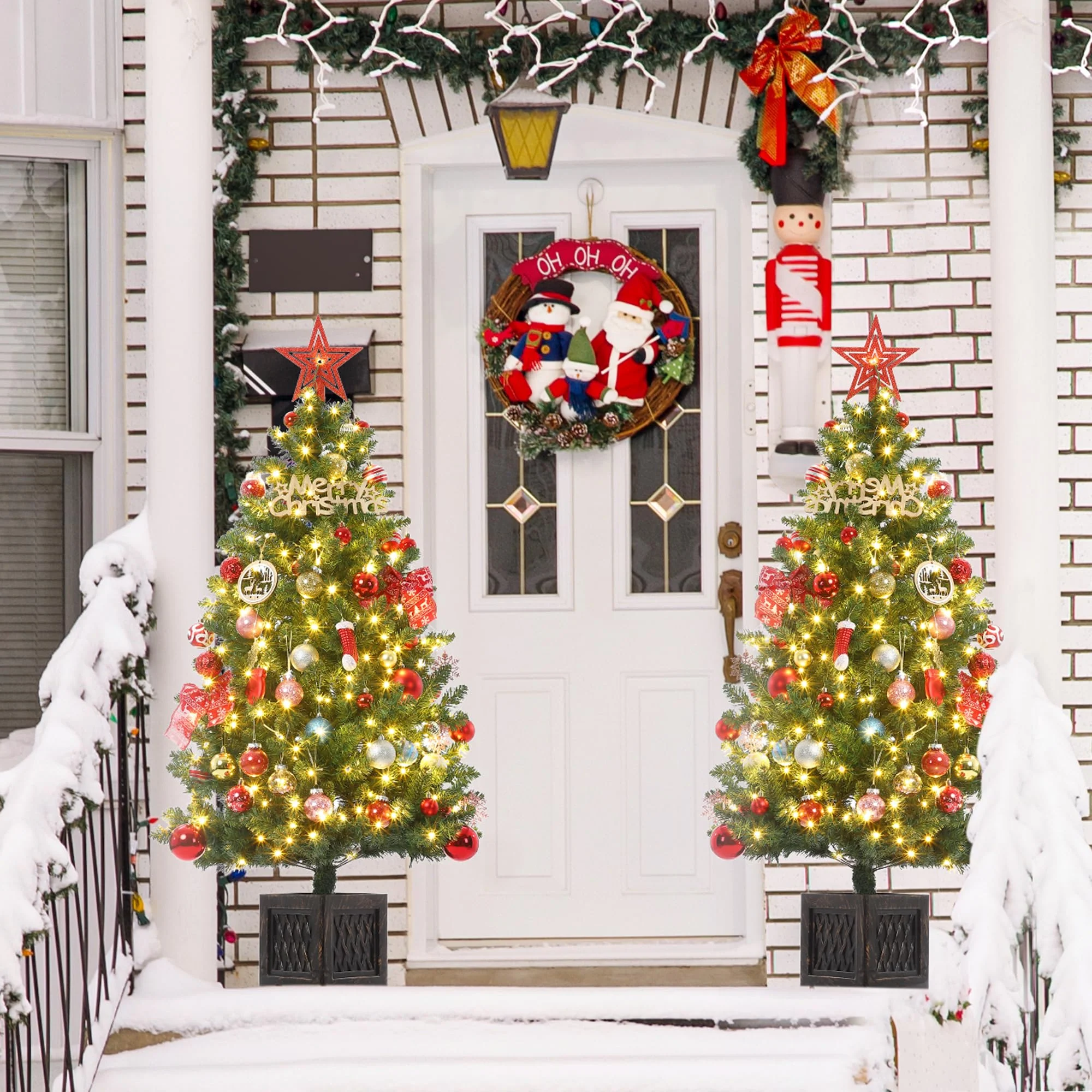 Garvee 4.5ft Christmas Tree with 300 LED Lights, 8 Lighting Modes, Pre-Lit Artificial Fiber Optic Xmas Tree, Potted Christmas Tree Decoration for Home, Office, and Hallways - Image 8