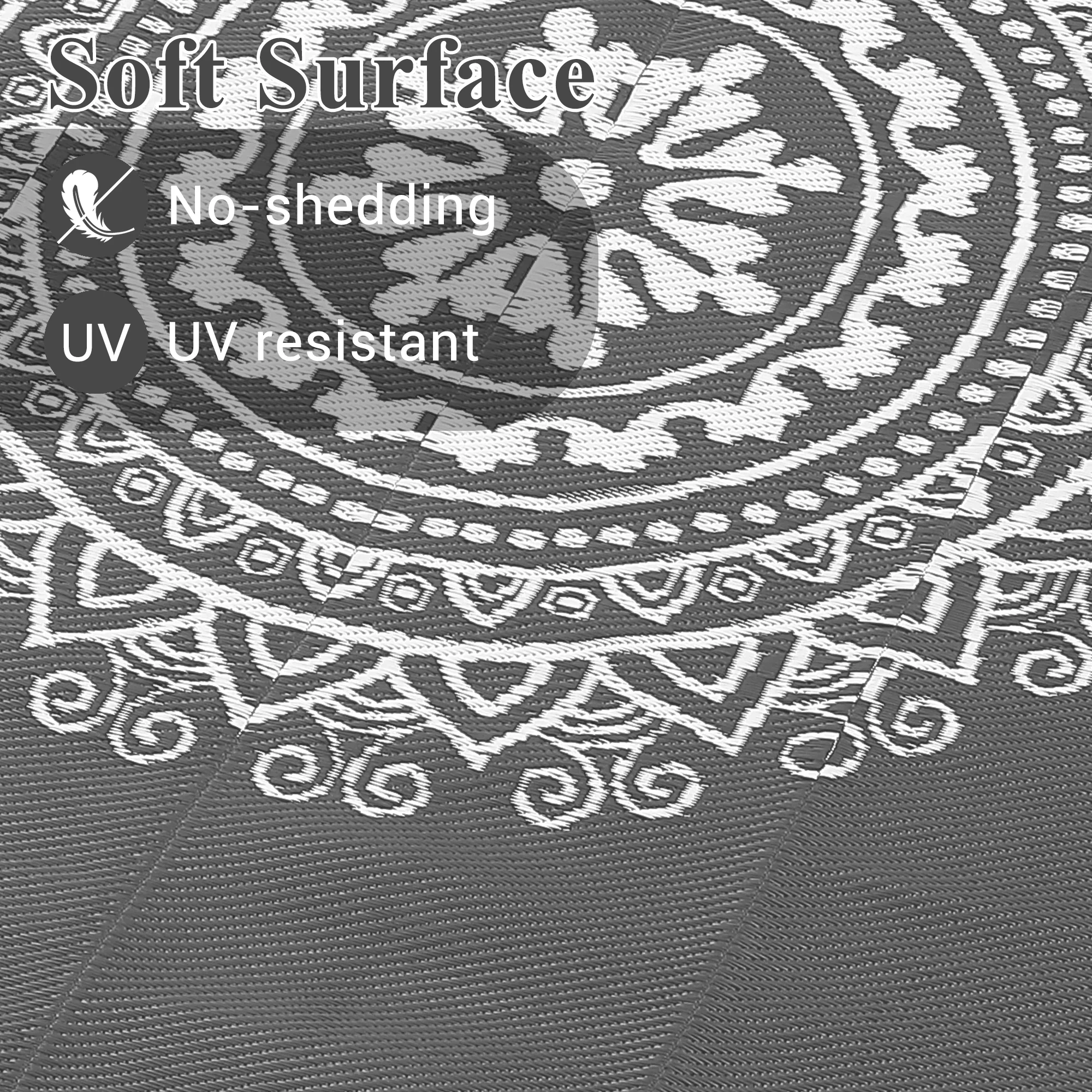 Garvee Outdoor Grey & White 8x10 Reversible Plastic Straw Rug - Durable, Weather-Resistant, Soft, Lightweight - Modern Outdoor Patio Mat for RV, Beach, Camping - Image 8