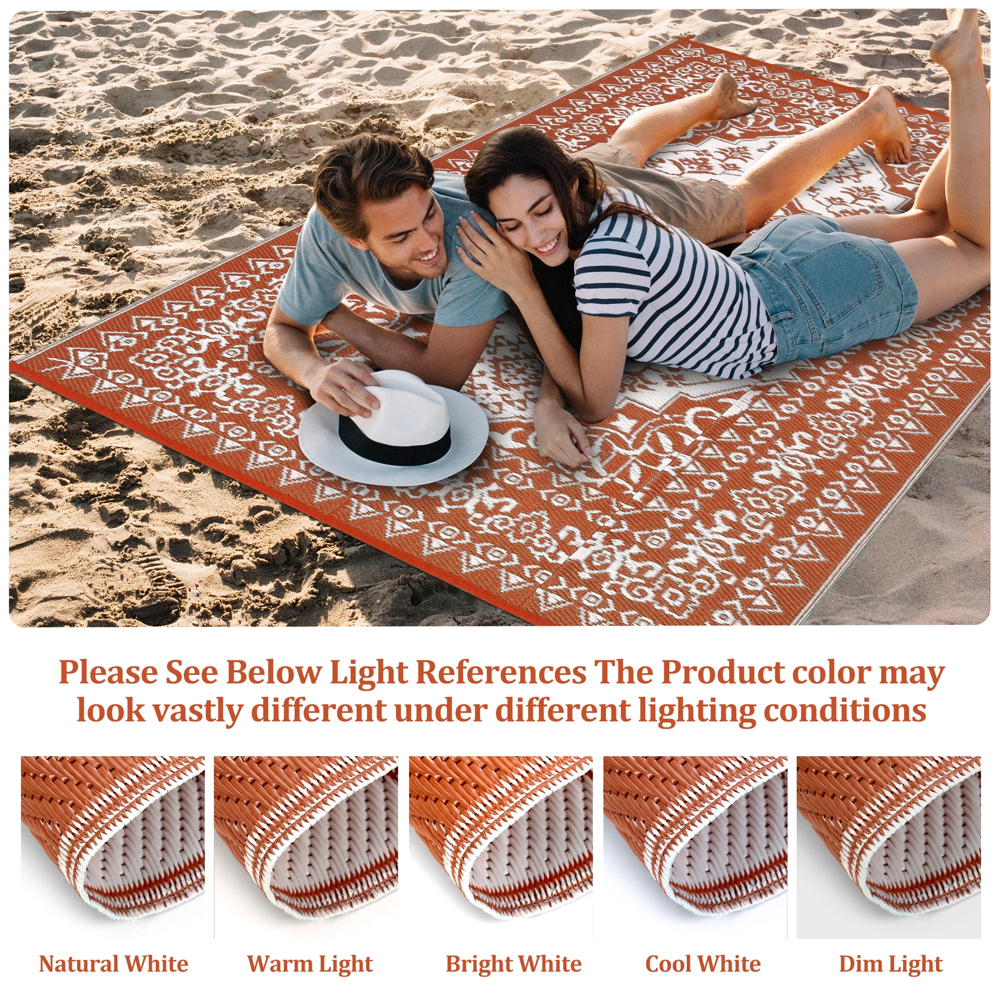 Garvee Outdoor Brick Red 8x10 Plastic Straw Rug, Waterproof Stain Resistant Reversible for Camping, Garden, Backyard, RV, Patio - Image 11