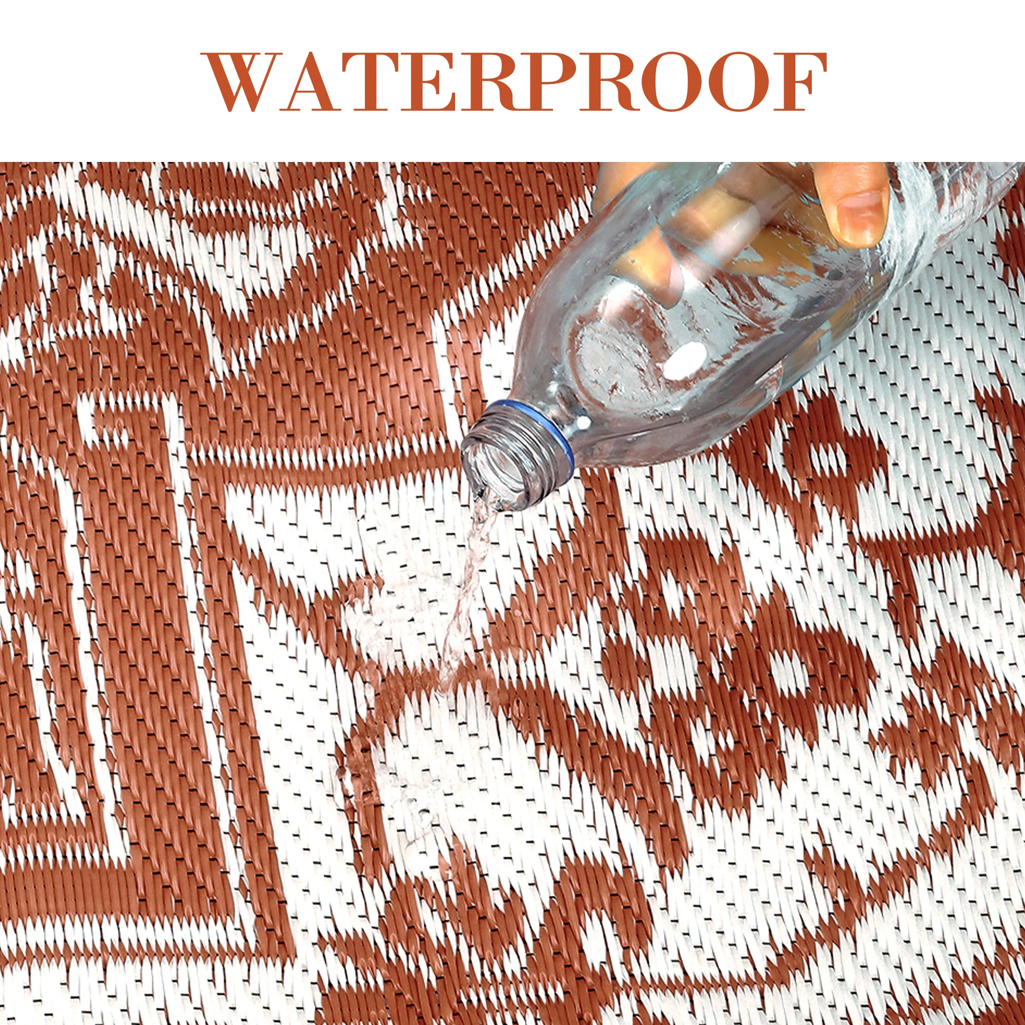 Garvee Outdoor Brick Red 8x10 Plastic Straw Rug, Waterproof Stain Resistant Reversible for Camping, Garden, Backyard, RV, Patio - Image 6