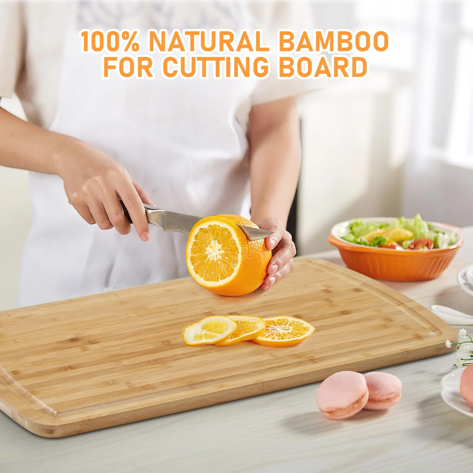 Garvee Bamboo Stovetop Cover, 30" x 20" Extra Large Countertop Cutting Board with Juice Grooves & Adjustable Legs, Dual-purpose Chopping Board for Electric Stove Burner, RV Camper Gas Cook Top Cover - Image 4