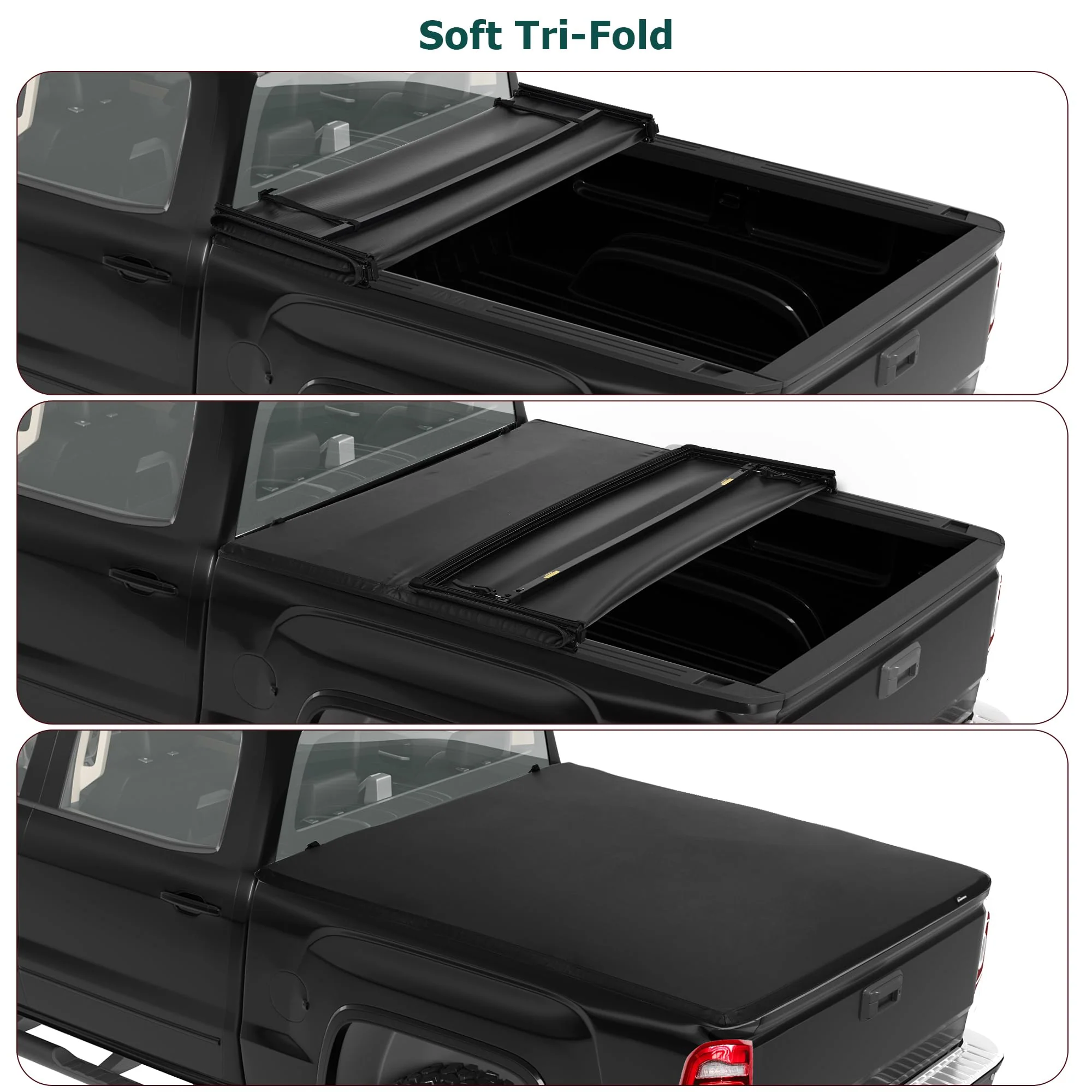 Garvee Soft Tri-Fold Truck Bed Tonneau Cover Compatible with 2009-2024 Dodge Ram 1500 (Classic&New), Fleetside 6.4 ft Bed Without Rambox - Image 5