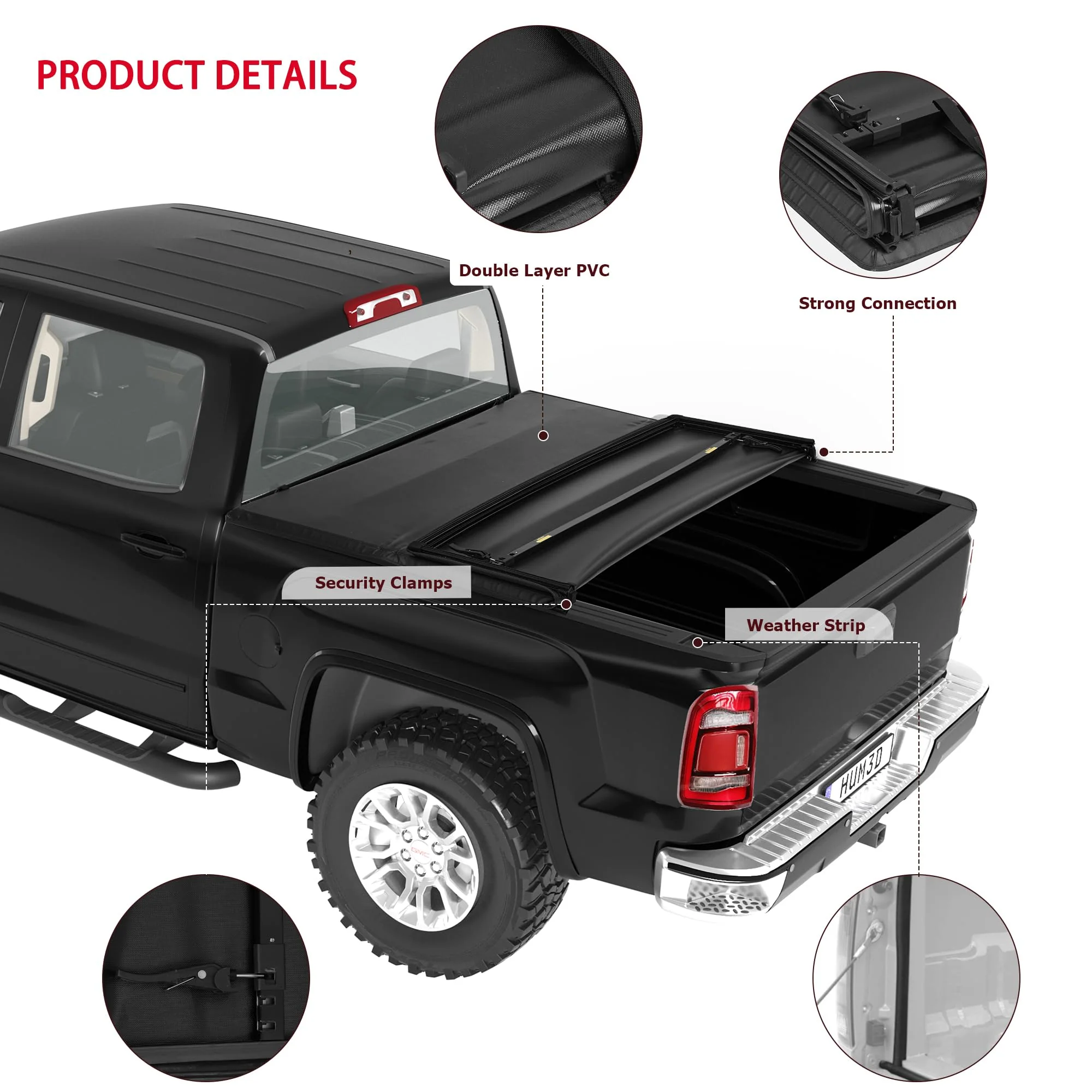 Garvee Soft Tri-Fold Truck Bed Tonneau Cover Compatible with 2009-2024 Dodge Ram 1500 (Classic&New), Fleetside 6.4 ft Bed Without Rambox - Image 6