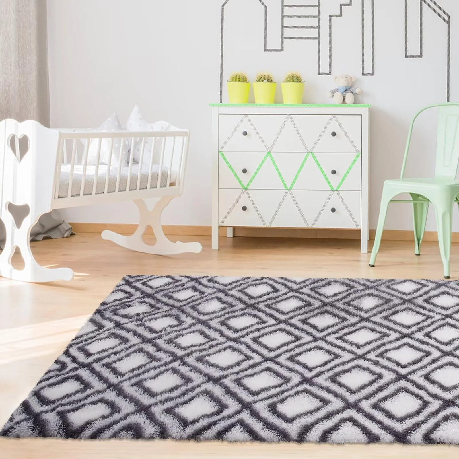 Garvee Area Rug 5x8 Indoor Shag Area Rug Ultra Soft Plush White Thick Fluffy Nursery Area Rug Non-Slip Durable Shaggy Rug for Living Room Bedroom Dining Room Entryway High Pile Cozy Throw Rug - Image 7