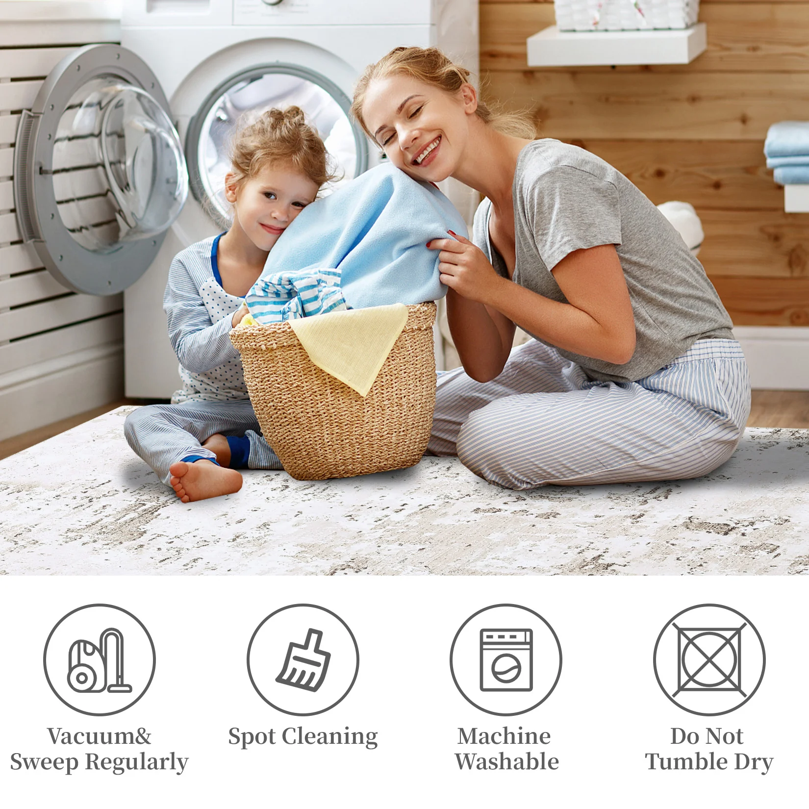 Garvee Abstract Taupe 5x7 Machine Washable Modern Rug Distressed Floor Mat Indoor Soft Floor Cover Low Pile Living Room Rug Non-Shedding Foldable Washable Throw Carpet Non Slip Bedroom Thin Rug Taupe - Image 10