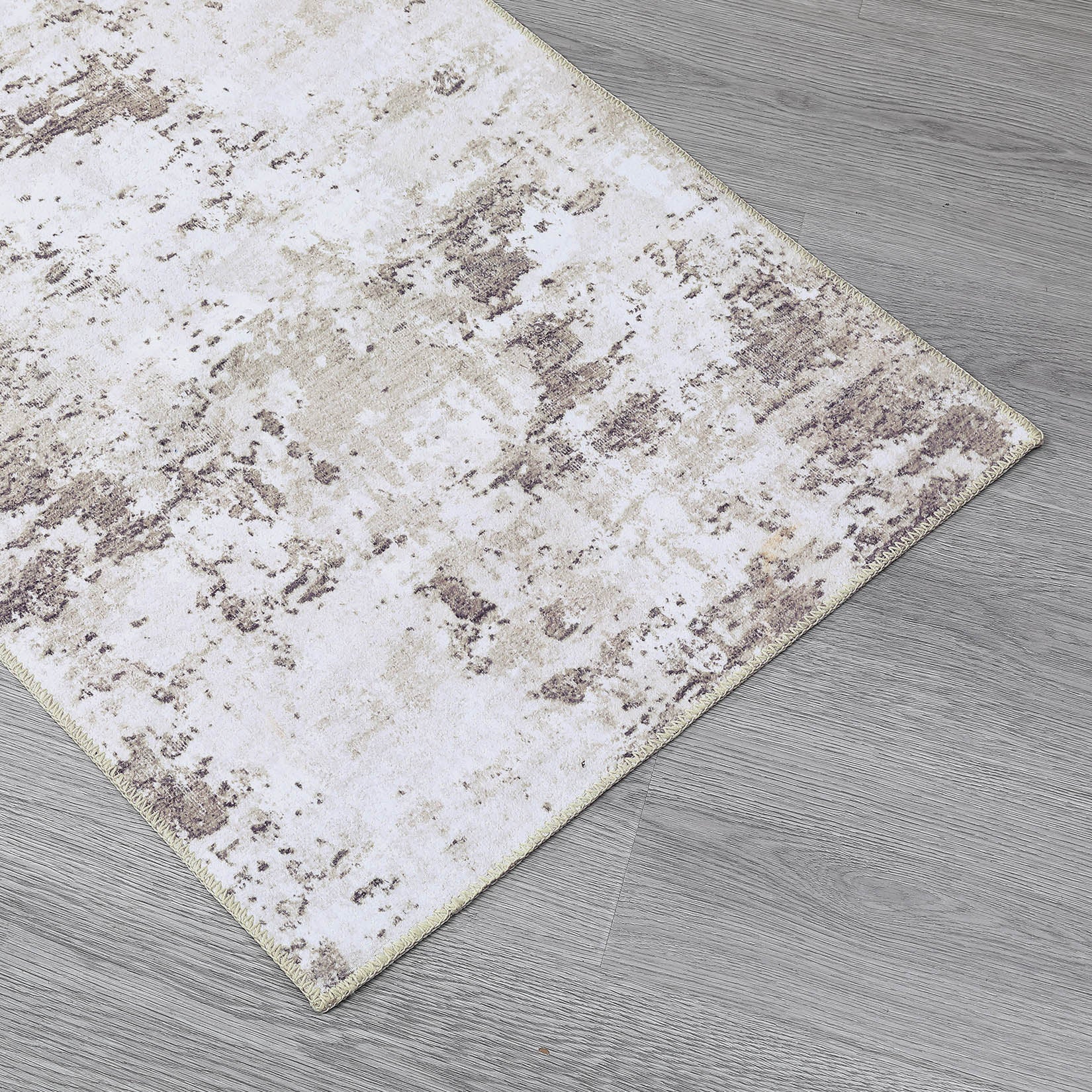 Garvee Abstract Taupe 5x7 Machine Washable Modern Rug Distressed Floor Mat Indoor Soft Floor Cover Low Pile Living Room Rug Non-Shedding Foldable Washable Throw Carpet Non Slip Bedroom Thin Rug Taupe - Image 6