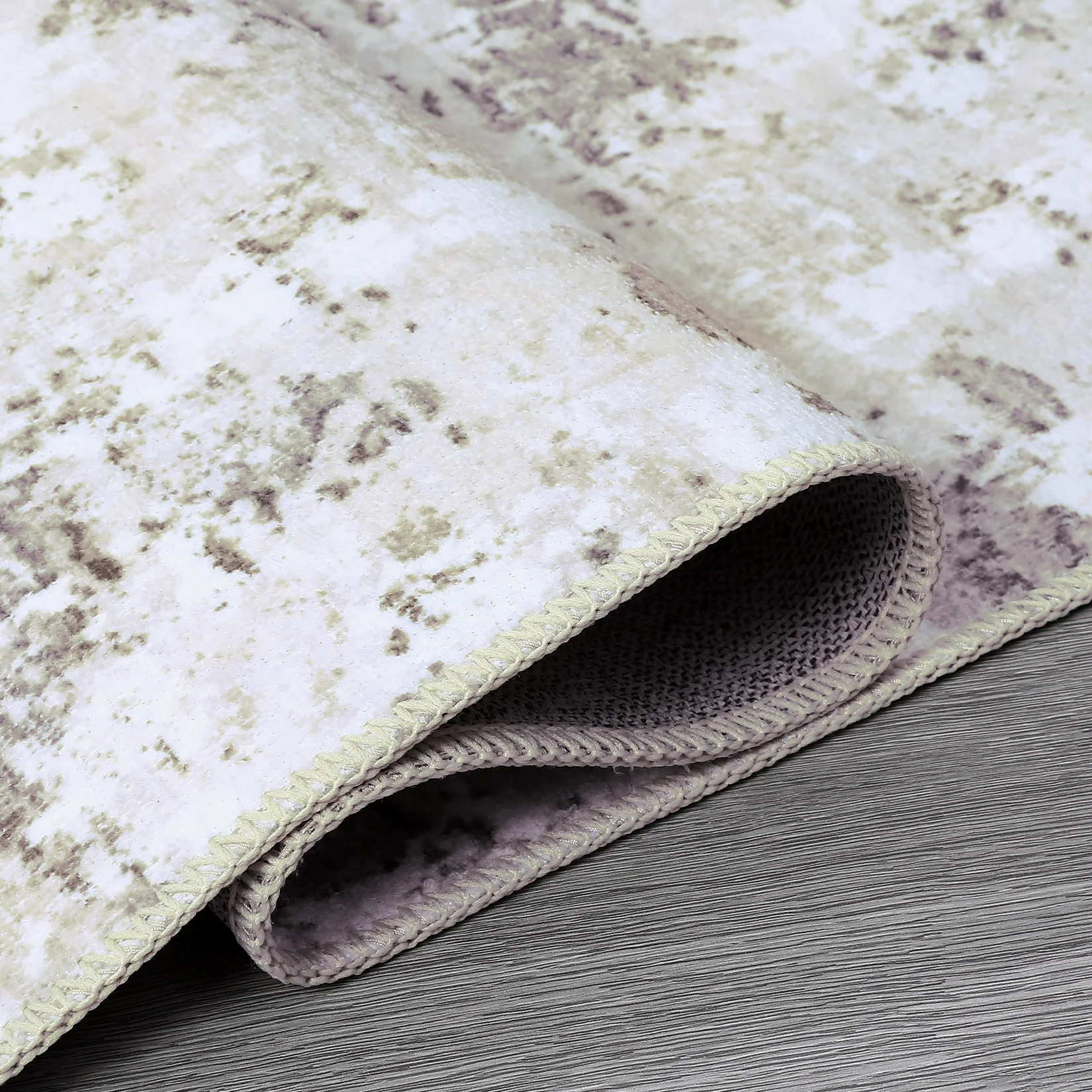 Garvee Abstract Taupe 5x7 Machine Washable Modern Rug Distressed Floor Mat Indoor Soft Floor Cover Low Pile Living Room Rug Non-Shedding Foldable Washable Throw Carpet Non Slip Bedroom Thin Rug Taupe - Image 9