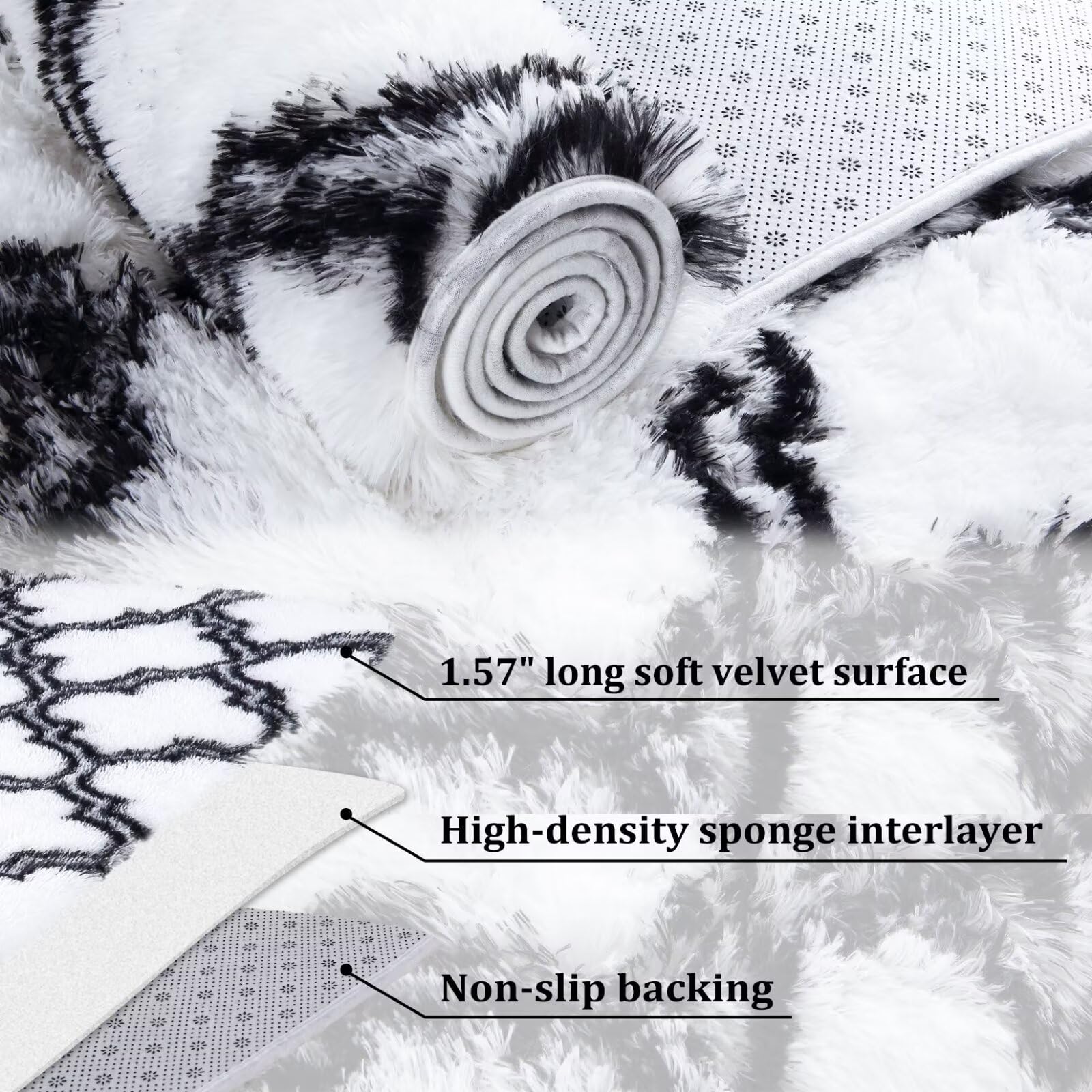 Garvee Shag Area Rug 2x6 Ultra Soft Runner Rug Moroccan Trellis Shaggy Rug Comfy Plush Rug Runner Non-Slip Fuzzy Indoor Carpet for Living Room Bedroom Kid's Room Fluffy Bedside Long Rug - Image 6