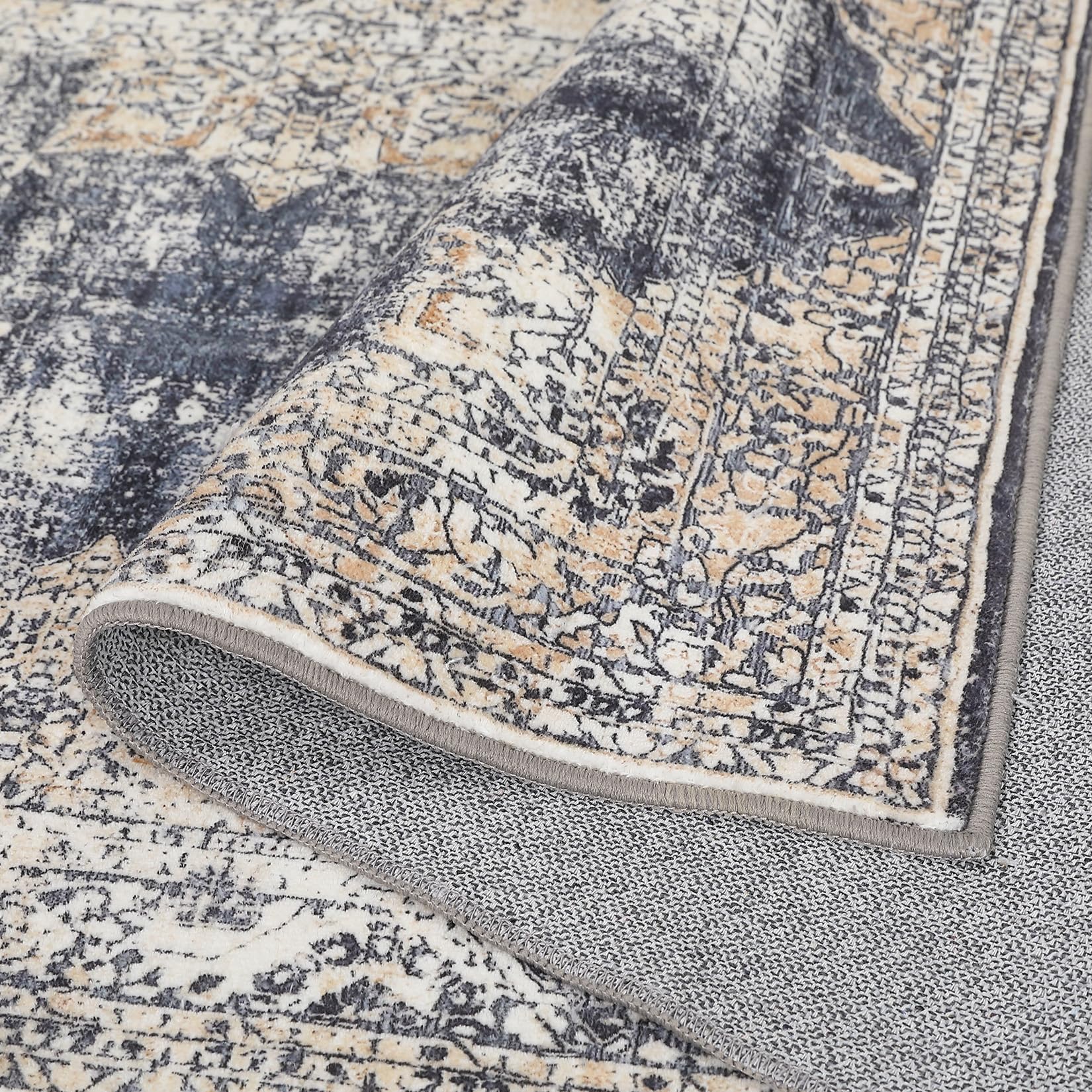 Garvee 4x6 Vintage Washable Area Rug, Oriental Medallion Printed Indoor Rugs, Low Profile Pile Rubber Backing Ideal for Living Room Dining Room Bedroom Office - Image 3