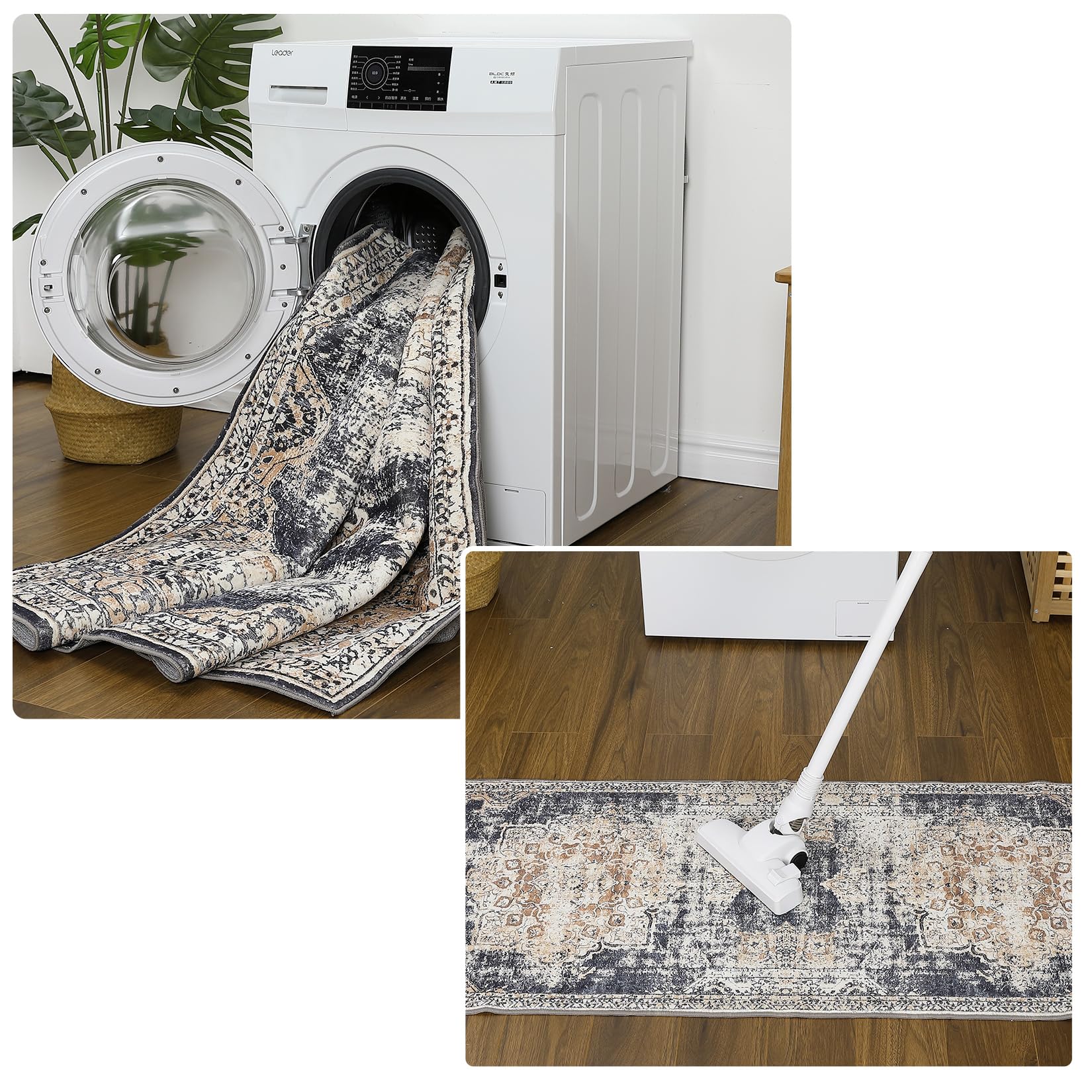 Garvee 4x6 Vintage Washable Area Rug, Oriental Medallion Printed Indoor Rugs, Low Profile Pile Rubber Backing Ideal for Living Room Dining Room Bedroom Office - Image 4