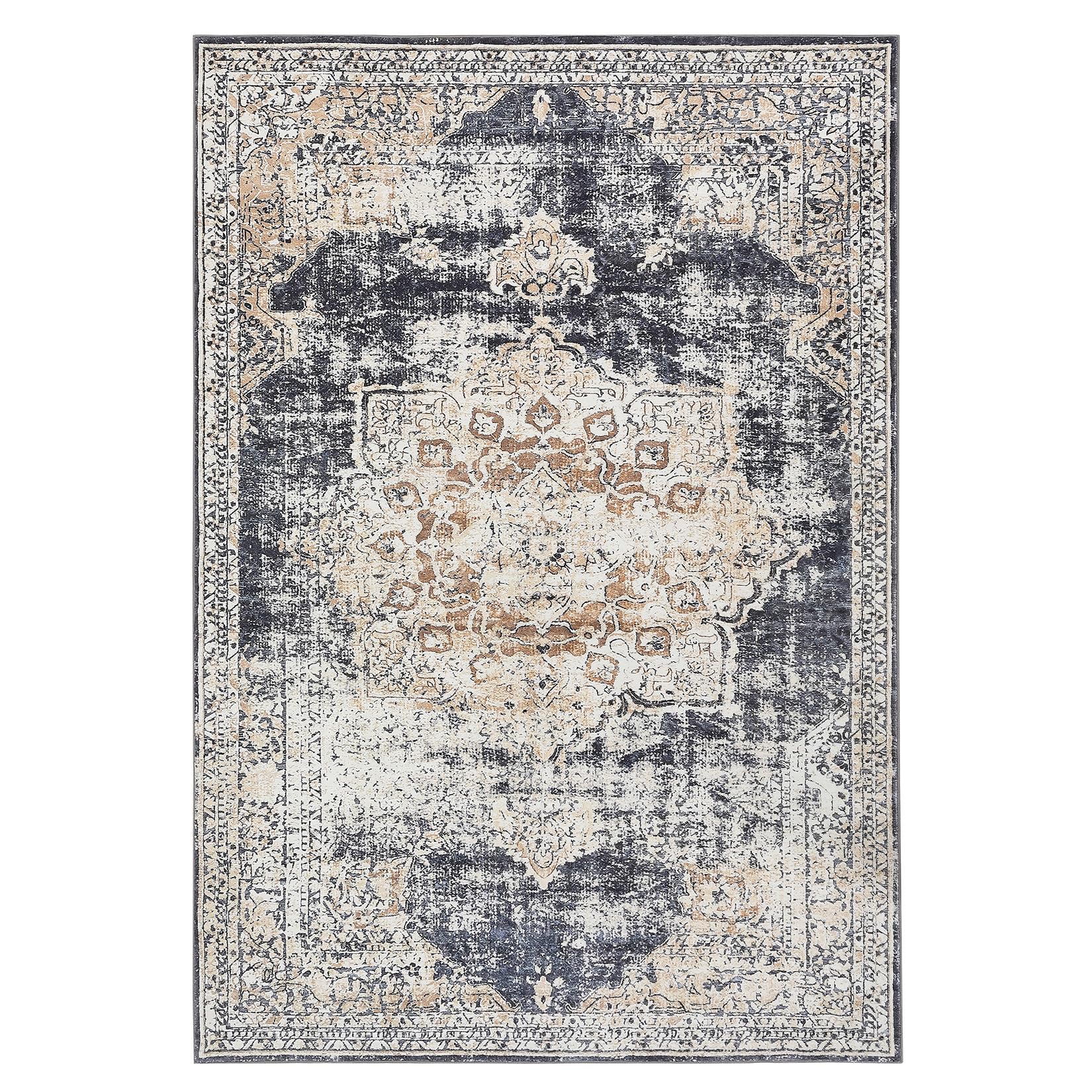 Garvee 4x6 Vintage Washable Area Rug, Oriental Medallion Printed Indoor Rugs, Low Profile Pile Rubber Backing Ideal for Living Room Dining Room Bedroom Office - Image 7
