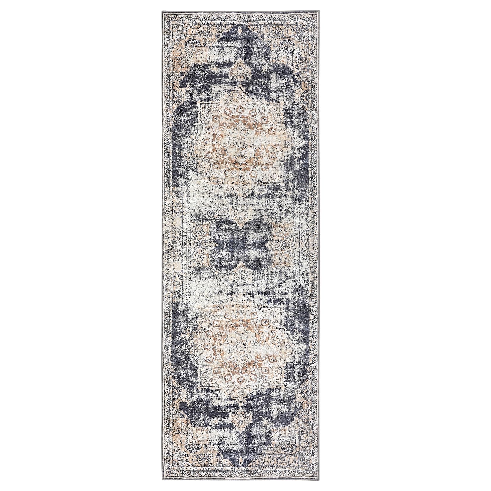 Garvee 2x6 Vintage Washable Area Rug, Oriental Medallion Printed Indoor Rugs, Low Profile Pile Rubber Backing Ideal for Living Room Dining Room Bedroom Office - Image 7