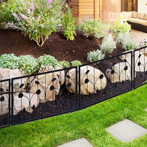 Garvee Decorative Garden Fence 4 Pack, 23.6in (H) x 7.9ft (L) Rustproof Metal Border Fences Decor Animal Barrier for Yard Outdoor - Image 3
