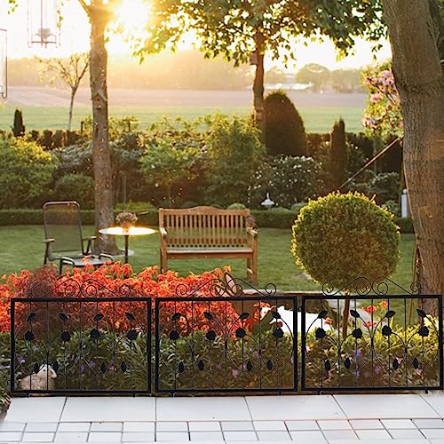 Garvee Decorative Garden Fence 4 Pack, 23.6in (H) x 7.9ft (L) Rustproof Metal Border Fences Decor Animal Barrier for Yard Outdoor - Image 5