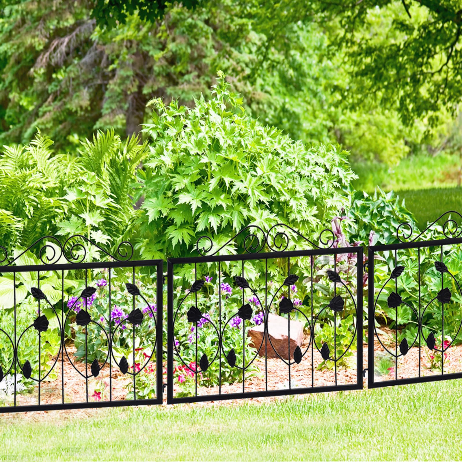 Garvee Decorative Garden Fence 6 Pack, 23.6in (H) x 11.8ft (L) Rustproof Metal Border Fences Decor Animal Barrier for Yard Outdoor - Image 7