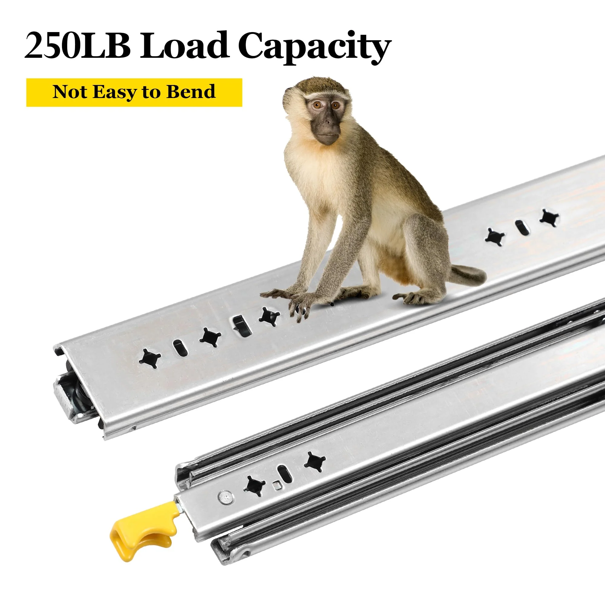 Garvee Heavy Duty Drawer Slides, 18 20 22 24 26 28 30 32 34 36 38 40 44 48 60 Inch 500 Lbs Load Capacity Drawer Slides, Ball Bearing Lock-in & Lock-Out, 3-Fold Full Extension with Lock - Image 3