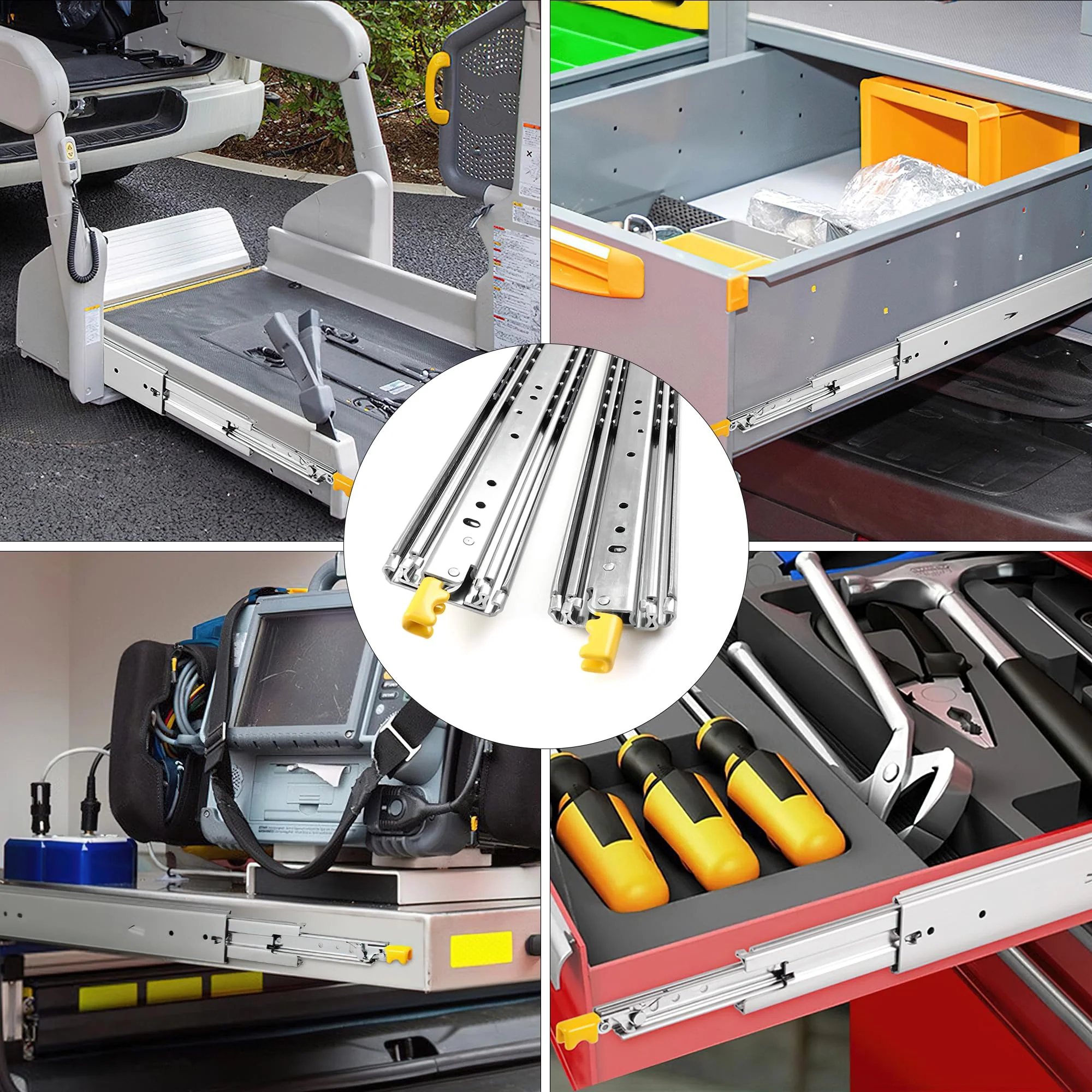 Garvee Heavy Duty Drawer Slides, 18 20 22 24 26 28 30 32 34 36 38 40 44 48 60 Inch 500 Lbs Load Capacity Drawer Slides, Ball Bearing Lock-in & Lock-Out, 3-Fold Full Extension with Lock - Image 7