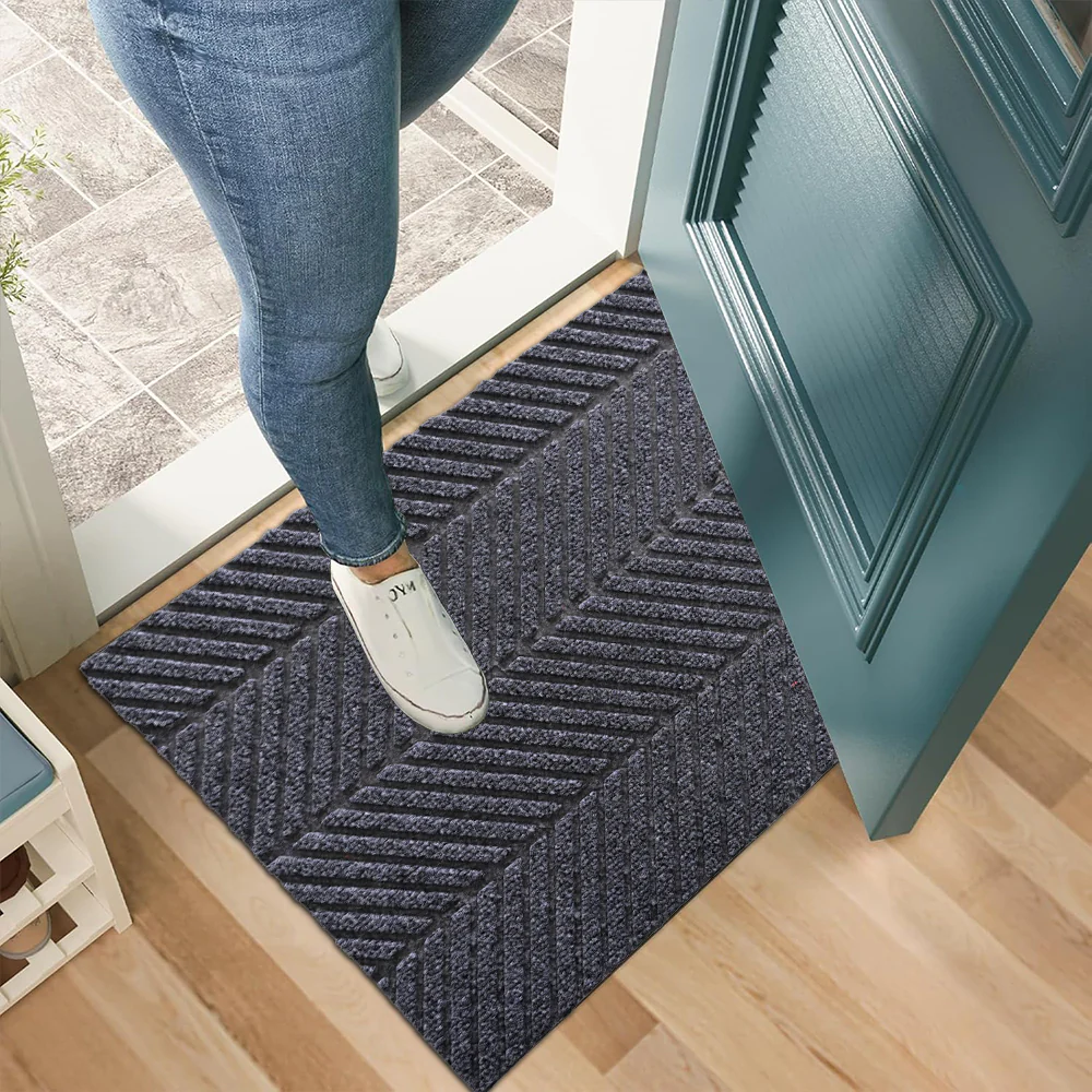 Garvee Front Door Mat for Outdoor Entry, 31.5x47 in Non Slip Weatherproof Entrance Doormat, Heavy Duty Waterproof Weather Mat for Hallway Entryway Mudroom Porch, Black - Image 3