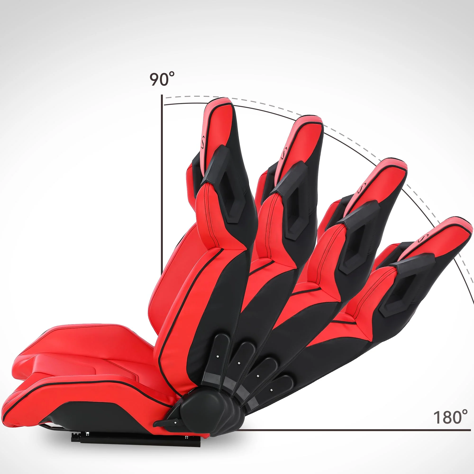 Garvee 1 Piece Universal Racing Seats with Dual Lock Sliders, PU Leather, Racing Bucket Seats, 23.6"×19.7"×37.4", Red+Black Stitching Racing Seat, Driver Side - Image 5