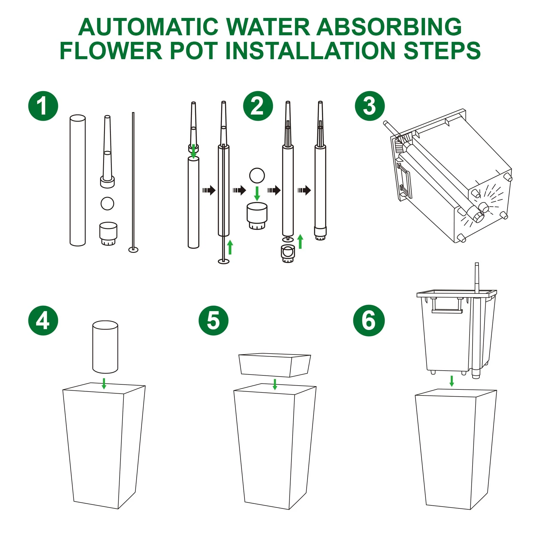 Garvee 23" Tall Planters Set of 2, Outdoor&Indoor Planter Pots, High Front Porch Planter Pots with Drainage Holes&Water Level Monitor&Inner Bucket, Automatic Watering, Convenience Instill, Black - Image 6