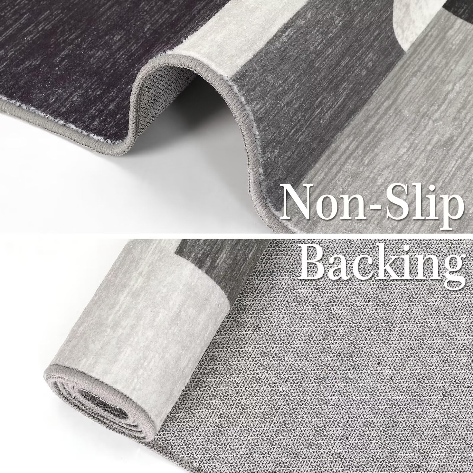 Garvee Area Rug 2x6 Runner Rug Washable Rug Modern Boxes Hallway Runners Non-Slip Entryway Runners Indoor Geometric Patchwork Throw Carpet Non-Shedding Floor Mat Bedroom Bedside Laundry Kitchen Brown - Image 5