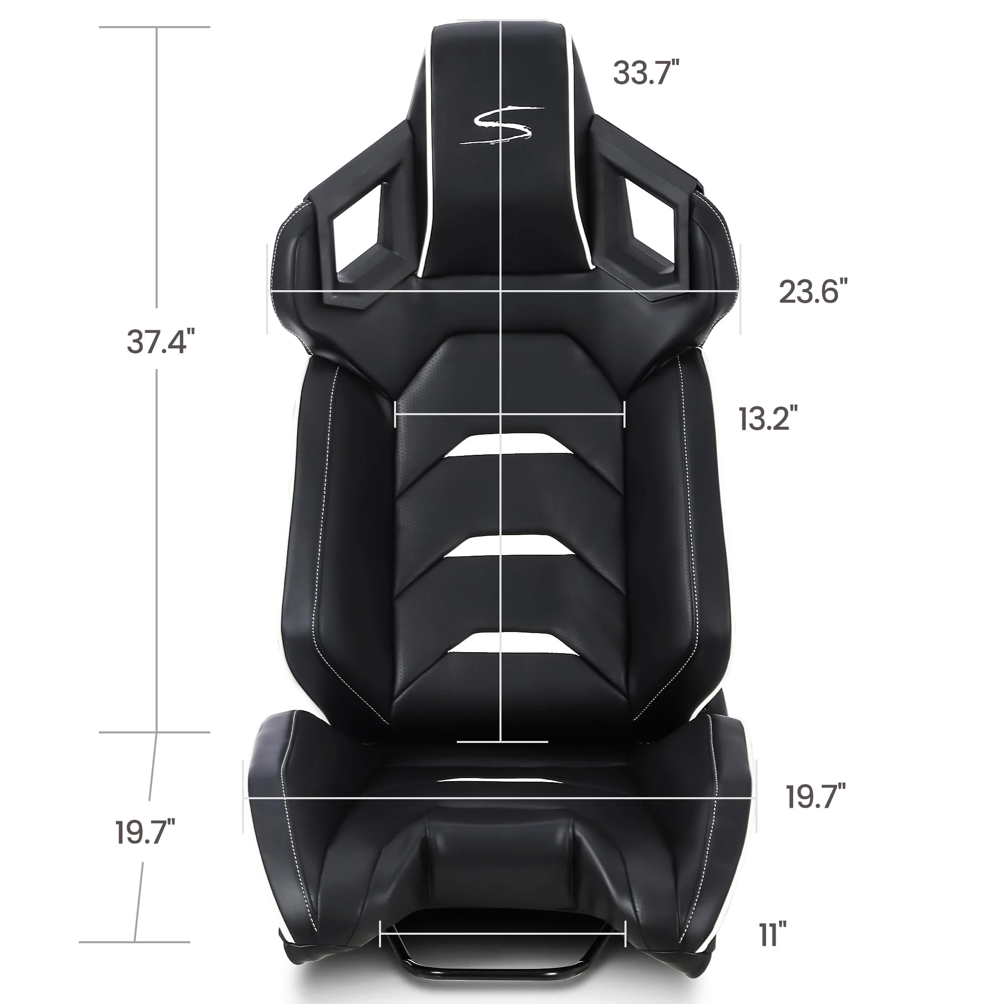 Garvee Reclinable Bucket Seats for Cars,Universal Racing Seats with 2 Sliders,Adjustable PU & Carbon Leather Seats Automatic Sport Seats,1 Passenger Side(Black, 23.6"×19.7"×37.4") - Image 3