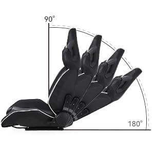 Garvee Reclinable Bucket Seats for Cars,Universal Racing Seats with 2 Sliders,Adjustable PU & Carbon Leather Seats Automatic Sport Seats,1 Passenger Side(Black, 23.6"×19.7"×37.4") - Image 5