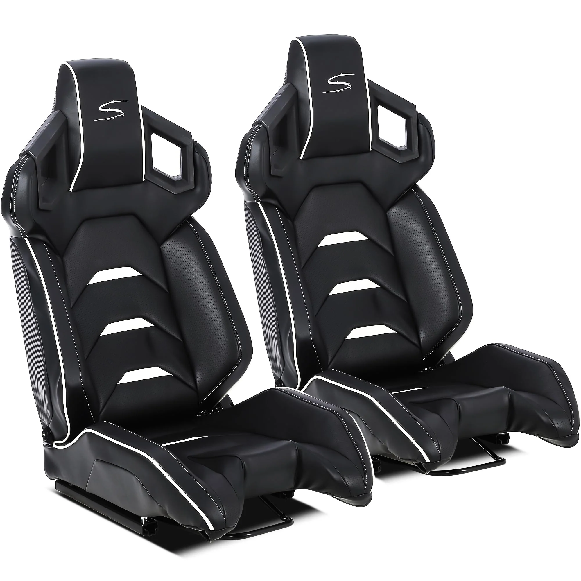 Garvee Reclinable Bucket Seats for Cars,Universal Racing Seats with 2 Sliders,Adjustable PU & Carbon Leather Seats Automatic Sport Seats,1 Passenger Side(Black, 23.6"×19.7"×37.4") - Image 9