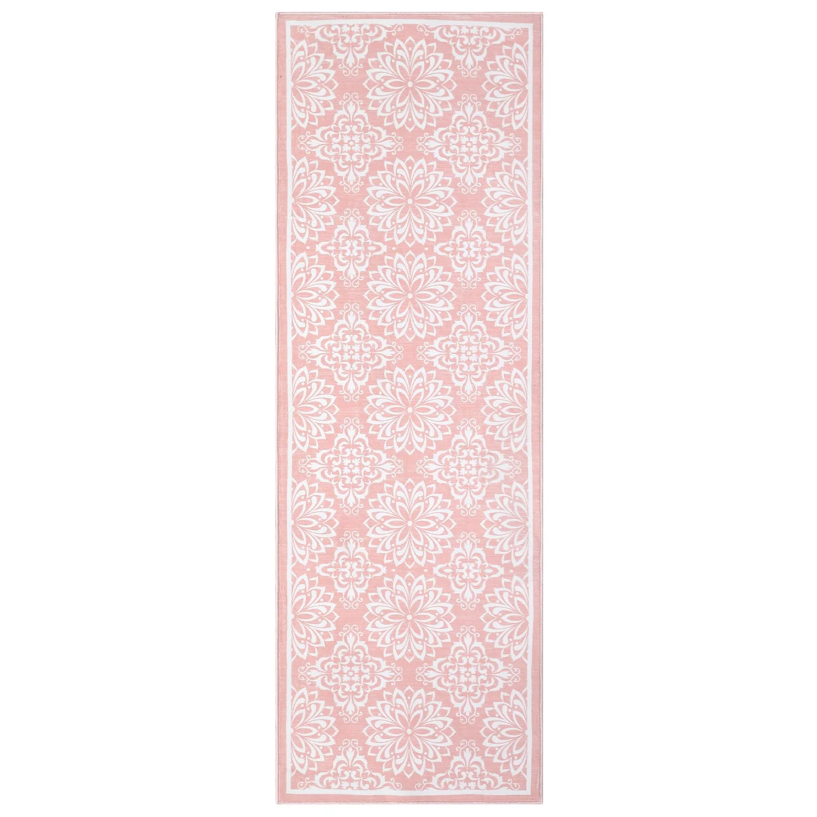 Garvee Vintage Floral Area Rug 2x6 Runner Rug Washable Hallway Runners Non-Slip Soft Entryway Rug Runner Indoor Faux Wool Throw Rug Non-Shedding Floor Carpet for Bedroom Bedside Laundry Kitchen Pink - Image 3