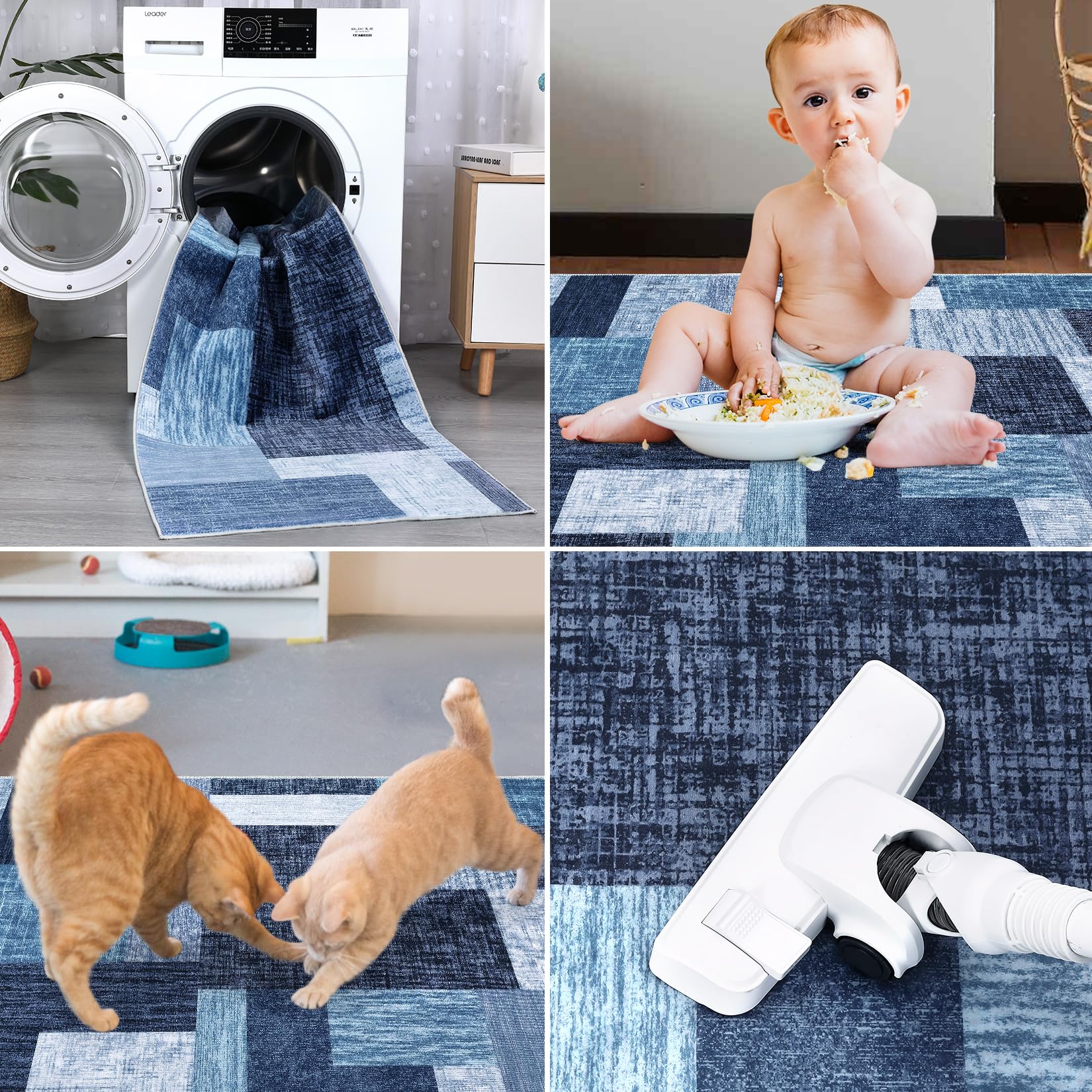 Garvee Washable Area Rug Modern Geometric Living Room Rug Non-Slip Stain Resistant Contemporary Patchwork Accent Rug Indoor Floor Carpet for Bedroom Entryway Laundry Room - Image 7