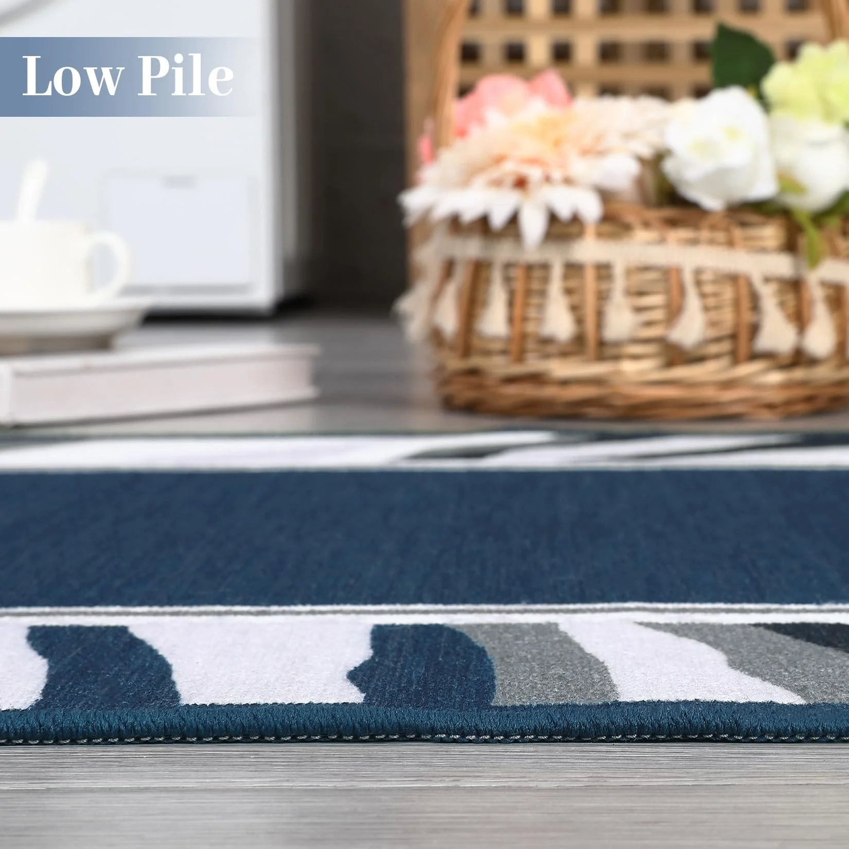 Garvee Modern Blue 2x6 Runner Washable Rug Area Rug Entryway Runners Low Pile Non Slip Backing Hallway Runner Rug Indoor Non-Shedding Floor Carpet for Kitchen Laundry Living Room Bedside - Image 3