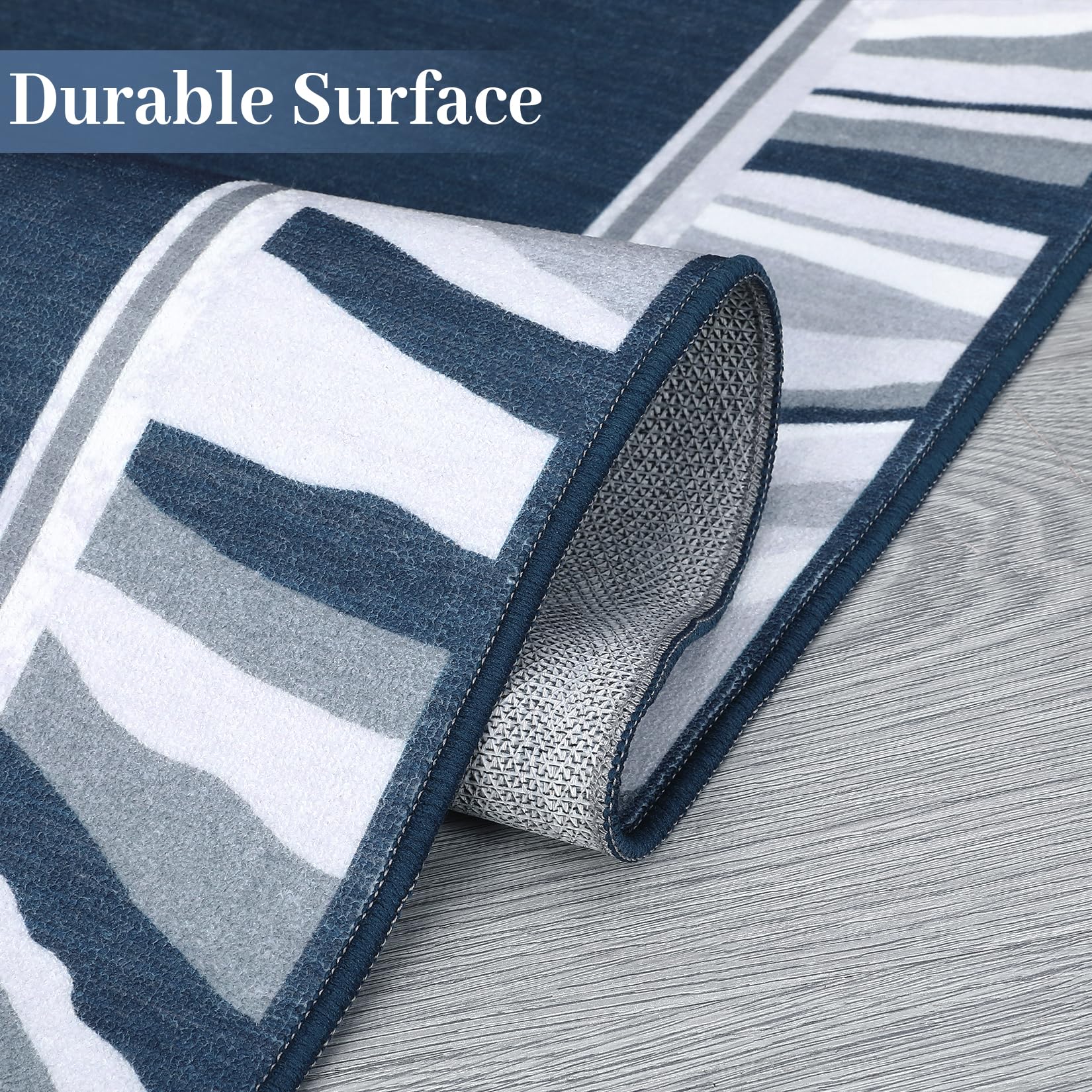 Garvee Modern Blue 2x6 Runner Washable Rug Area Rug Entryway Runners Low Pile Non Slip Backing Hallway Runner Rug Indoor Non-Shedding Floor Carpet for Kitchen Laundry Living Room Bedside - Image 4