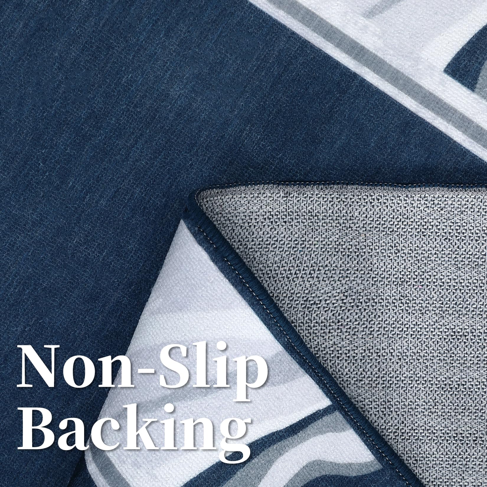 Garvee Modern Blue 2x6 Runner Washable Rug Area Rug Entryway Runners Low Pile Non Slip Backing Hallway Runner Rug Indoor Non-Shedding Floor Carpet for Kitchen Laundry Living Room Bedside - Image 6