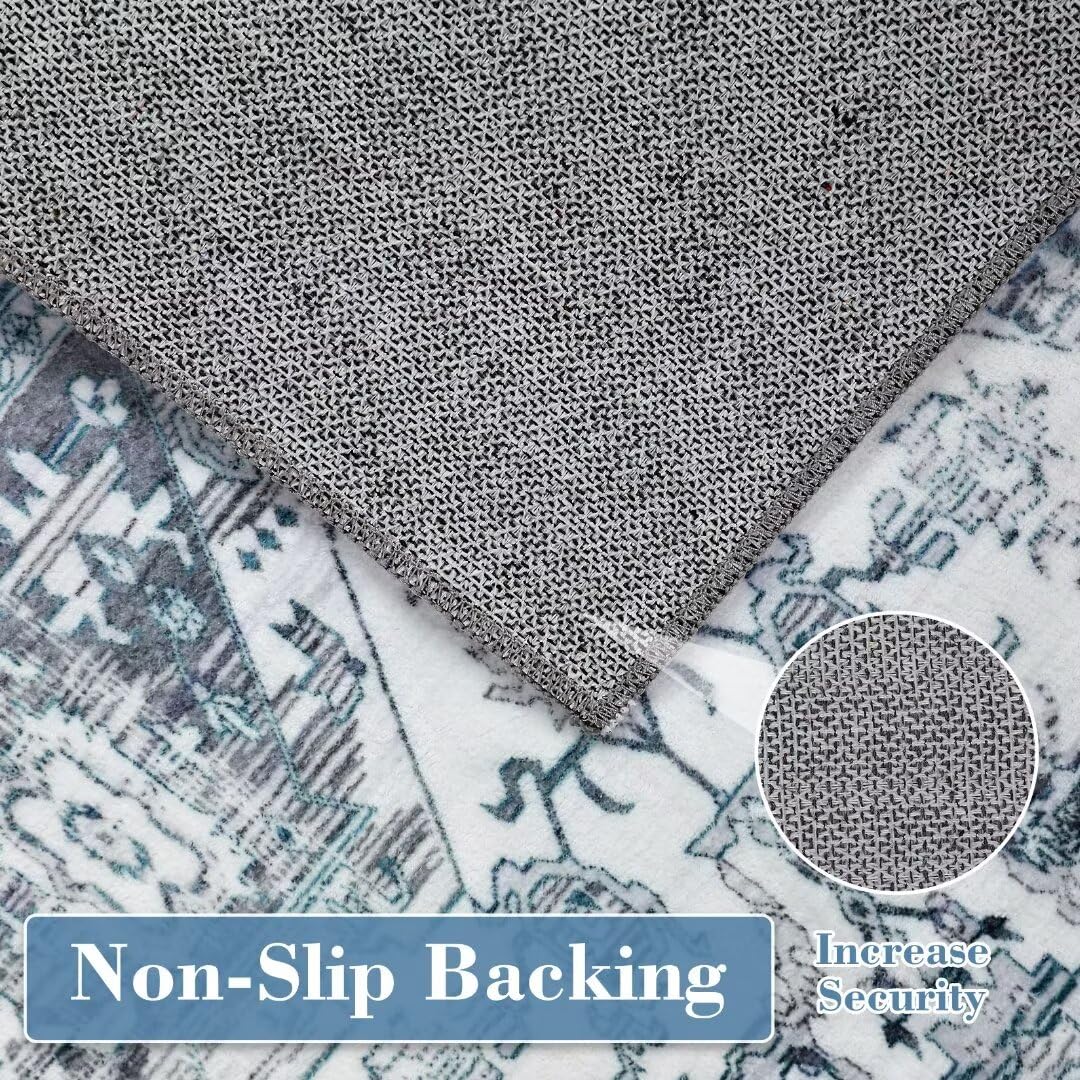 Garvee Area Rug 4x6 Vintage Rug Indoor Floor Print Distressed Carpet Foldable Accent Rug Non Slip Lightweight Rug Boho Rug for Living Room Bedroom Dining Room - Image 3