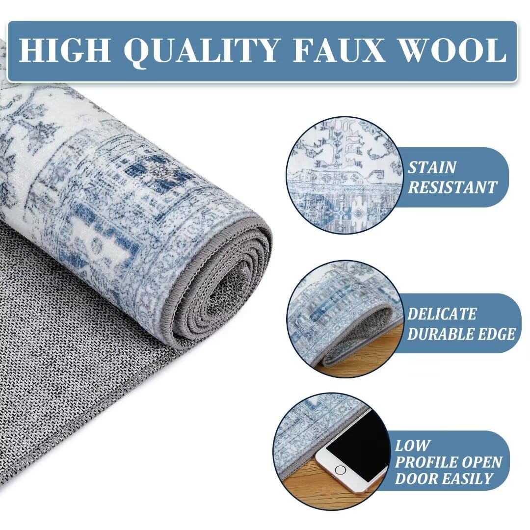 Garvee Area Rug 4x6 Vintage Rug Indoor Floor Print Distressed Carpet Foldable Accent Rug Non Slip Lightweight Rug Boho Rug for Living Room Bedroom Dining Room - Image 4