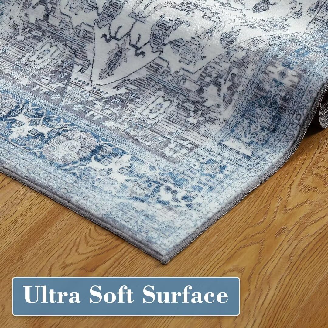 Garvee Area Rug 4x6 Vintage Rug Indoor Floor Print Distressed Carpet Foldable Accent Rug Non Slip Lightweight Rug Boho Rug for Living Room Bedroom Dining Room - Image 5