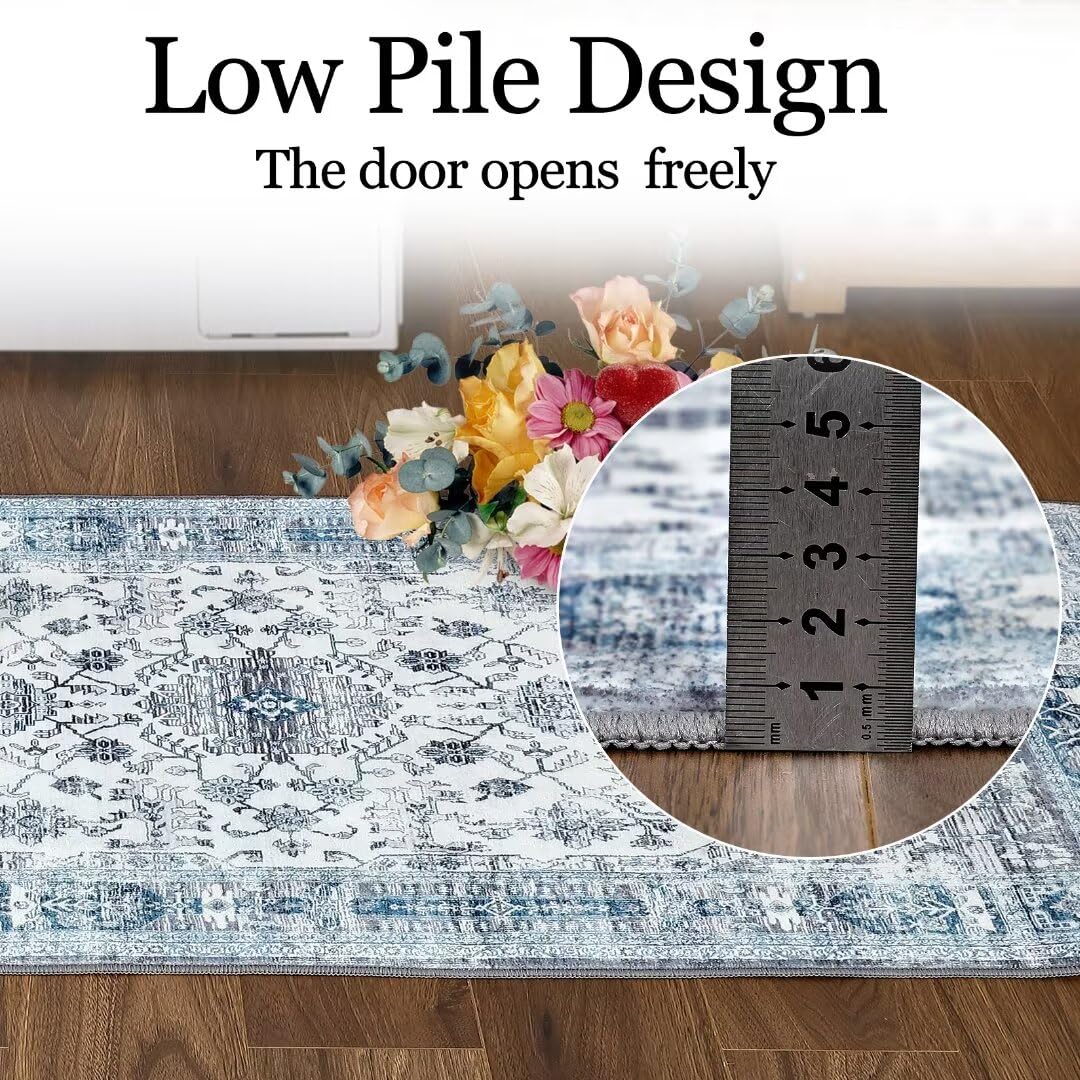 Garvee Area Rug 4x6 Vintage Rug Indoor Floor Print Distressed Carpet Foldable Accent Rug Non Slip Lightweight Rug Boho Rug for Living Room Bedroom Dining Room - Image 7