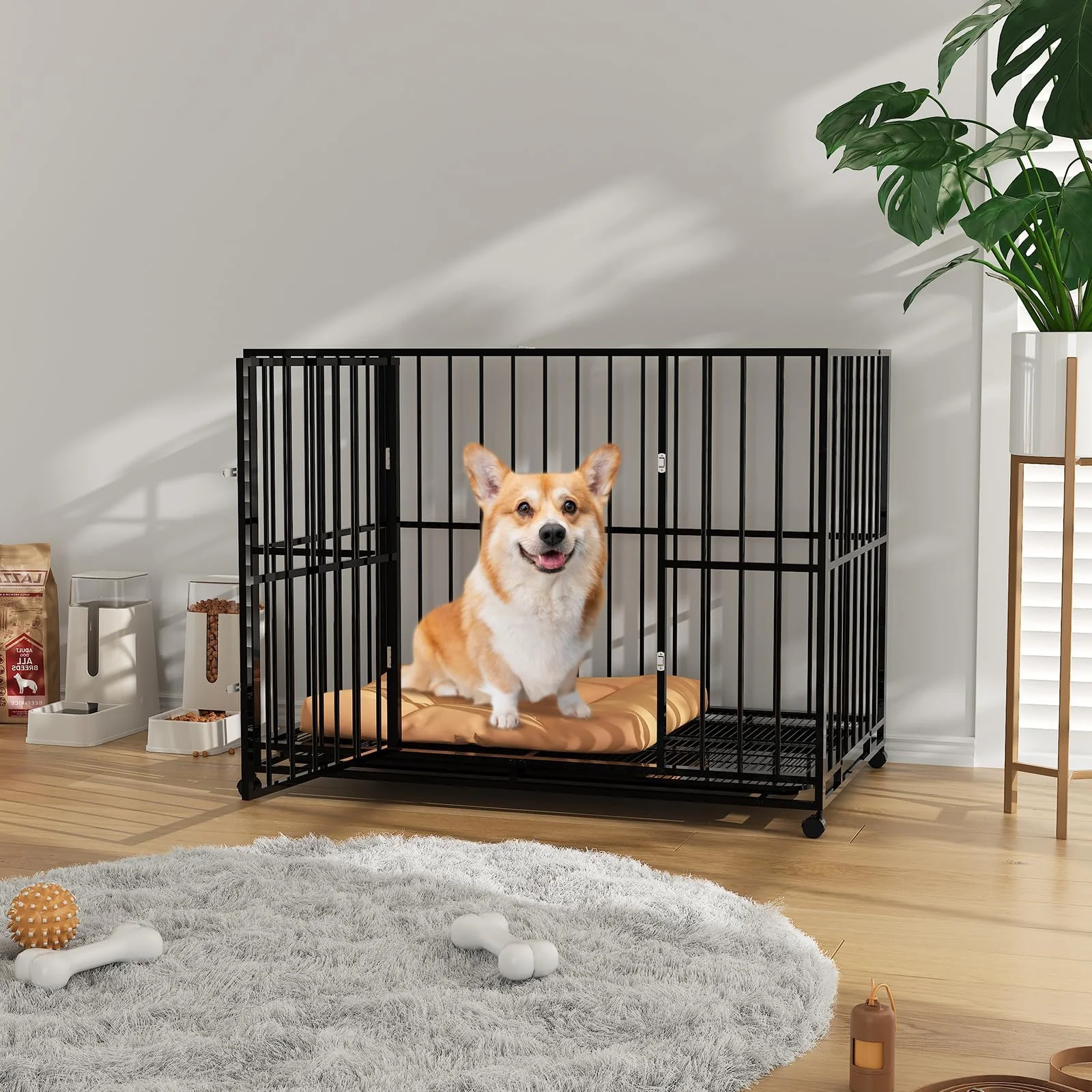Garvee 36 Inch Dog Crate for Small Sized Dogs, Heavy Duty Stainless Steel Dog Kennel Indoor Escape Proof with Wheels and Removable Tray, Stackable Dog Cage for High Anxiety Dogs - Image 9