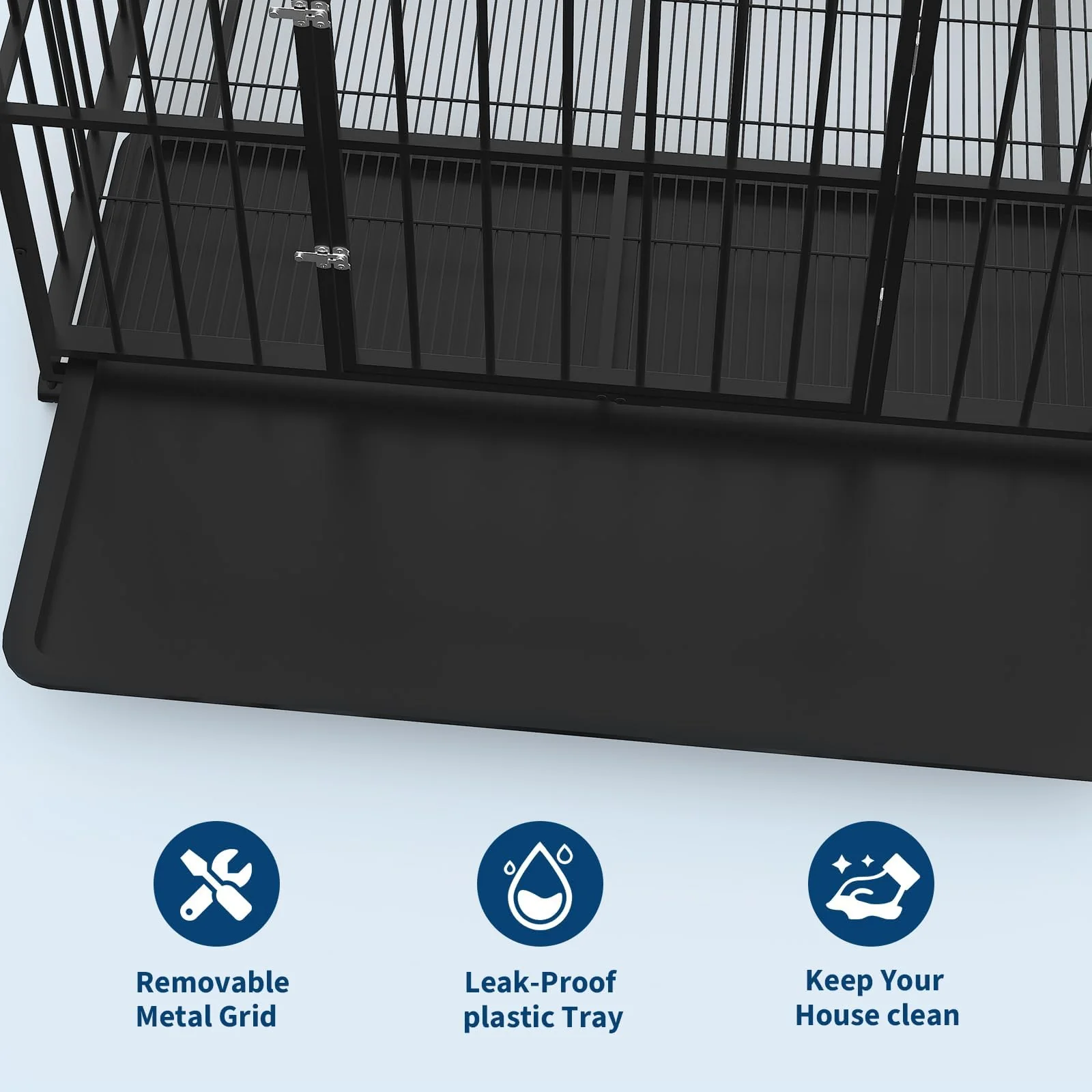 Garvee 48 Inch Dog Crate for Large Sized Dogs, Heavy Duty Stainless Steel Indoor Kennel Escape-Proof with Wheels and Removable Tray, Indestructible Dog Cage Stackable for High Anxiety Dogs - Image 5