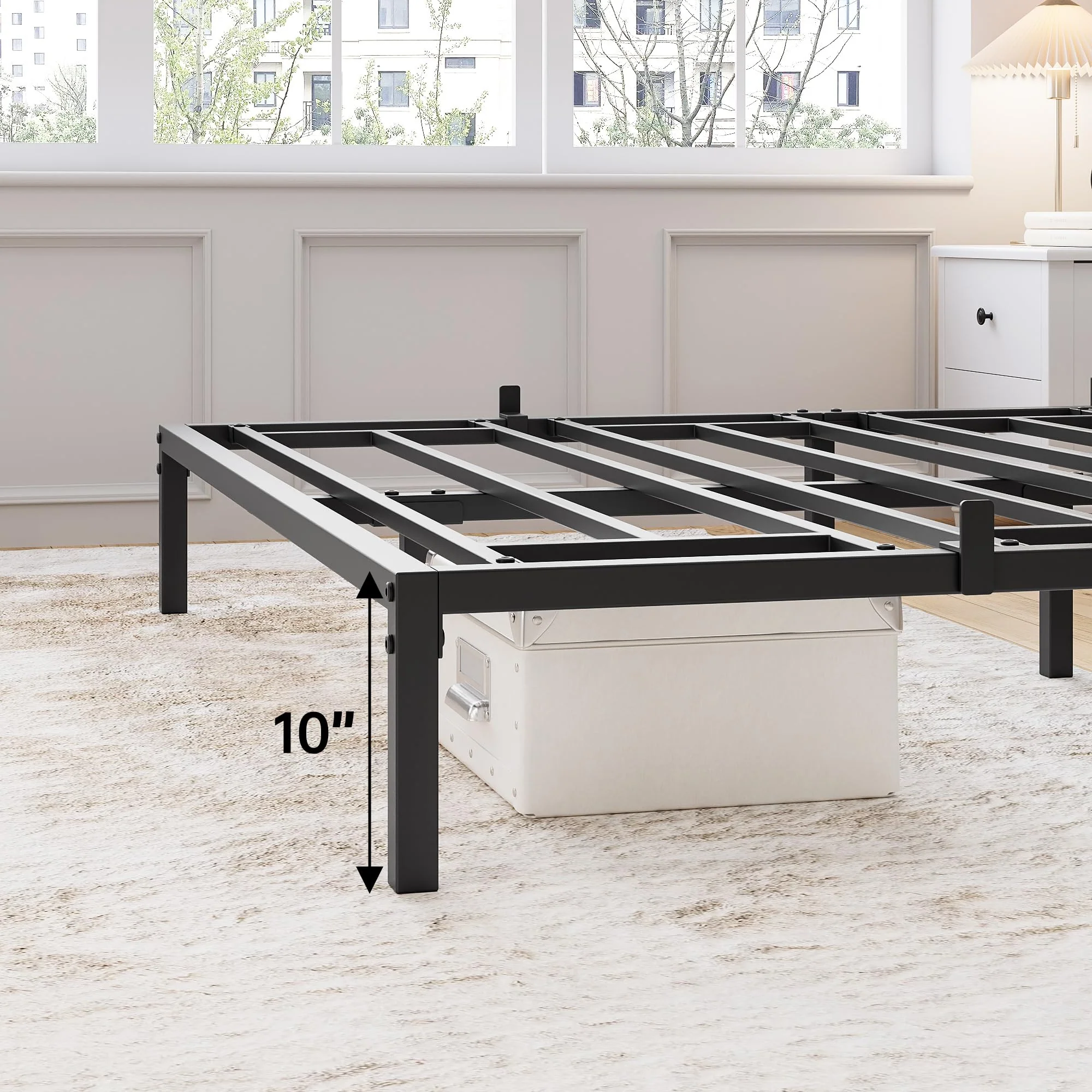 Garvee 12 Inch Full Size Bed Frame, No Box Spring Needed, Heavy Duty Metal Platform Bed Frame Full Size for Bedroom Easy Assembly, Noise Free, Black, Full - Image 6