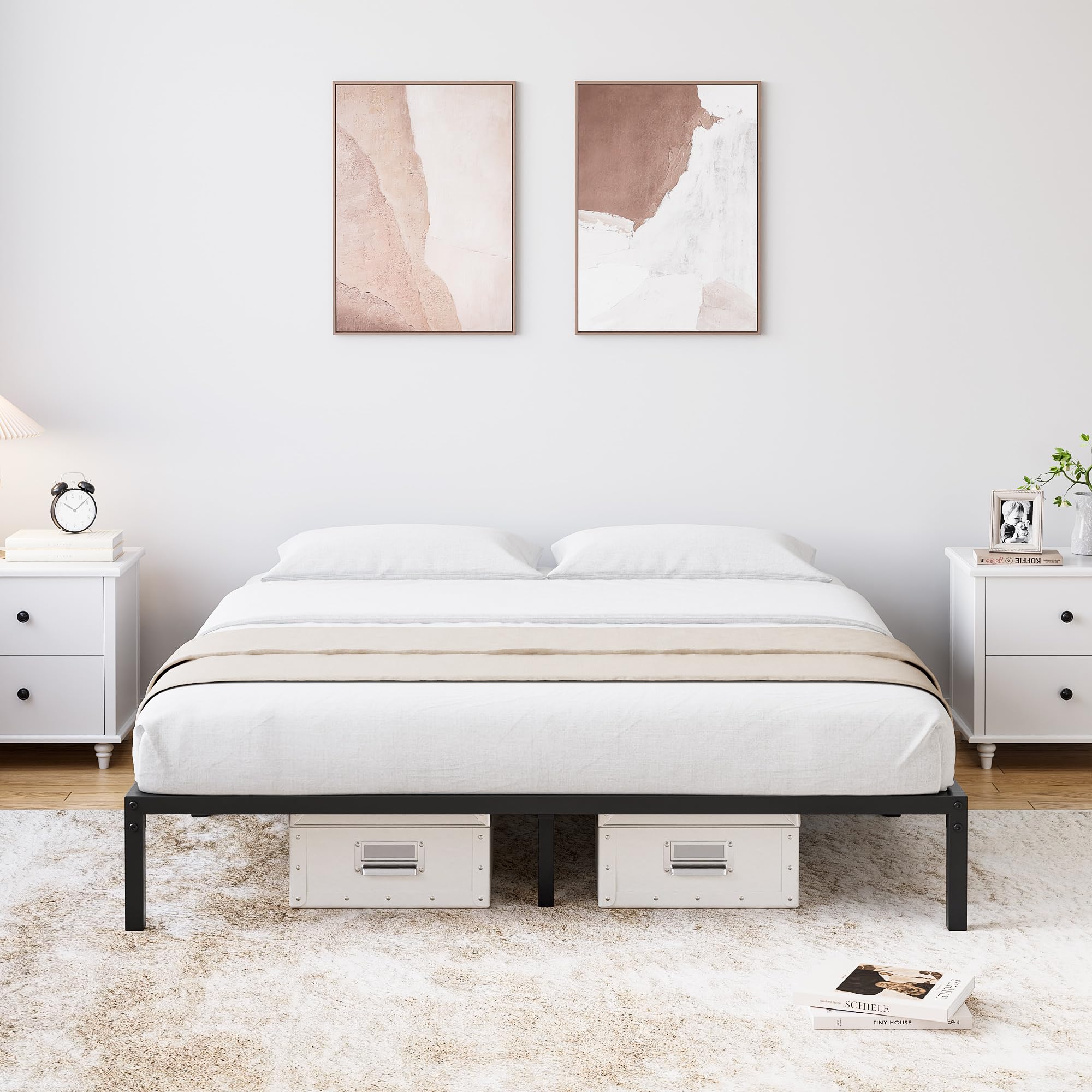 Garvee 12 Inch Full Size Bed Frame, No Box Spring Needed, Heavy Duty Metal Platform Bed Frame Full Size for Bedroom Easy Assembly, Noise Free, Black, Full - Image 8