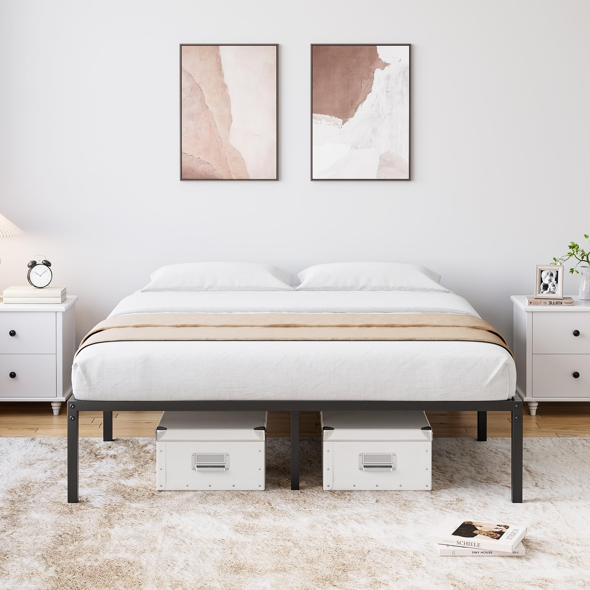 Garvee 16 Inch Full Bed Frame No Box Spring Needed, Heavy Duty Metal Platform Bed Frame Full Size for Bedroom Easy Assembly, Noise Free, Black, Full - Image 6