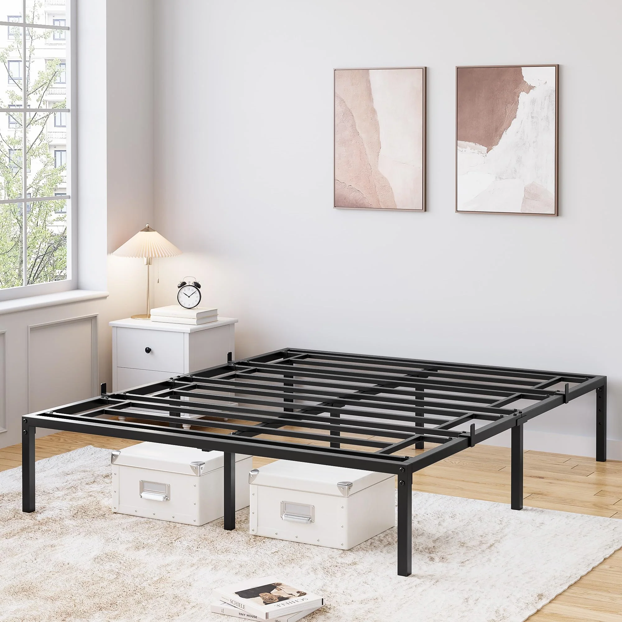 Garvee 16 Inch Full Bed Frame No Box Spring Needed, Heavy Duty Metal Platform Bed Frame Full Size for Bedroom Easy Assembly, Noise Free, Black, Full - Image 7