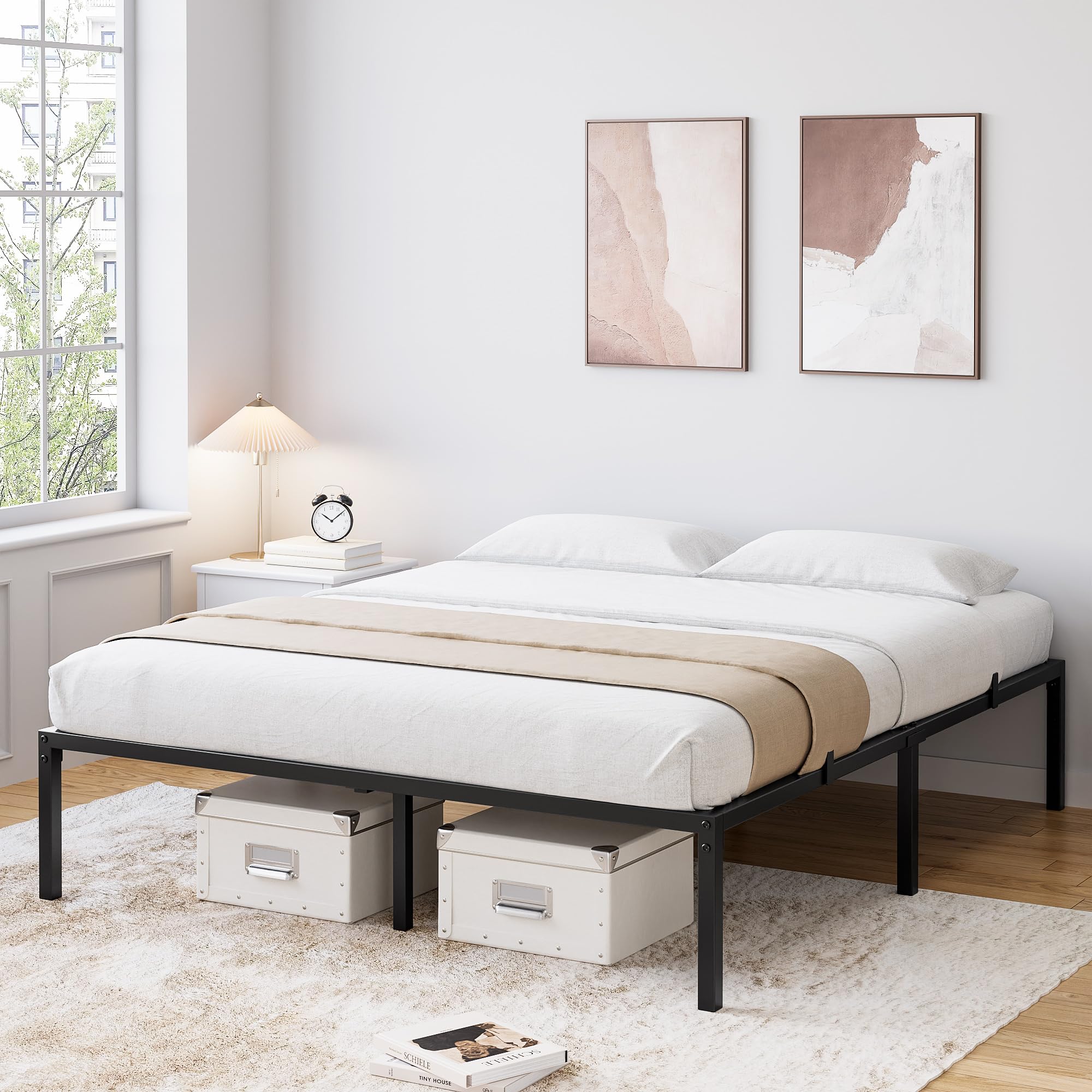 Garvee 16 Inch Full Bed Frame No Box Spring Needed, Heavy Duty Metal Platform Bed Frame Full Size for Bedroom Easy Assembly, Noise Free, Black, Full - Image 8