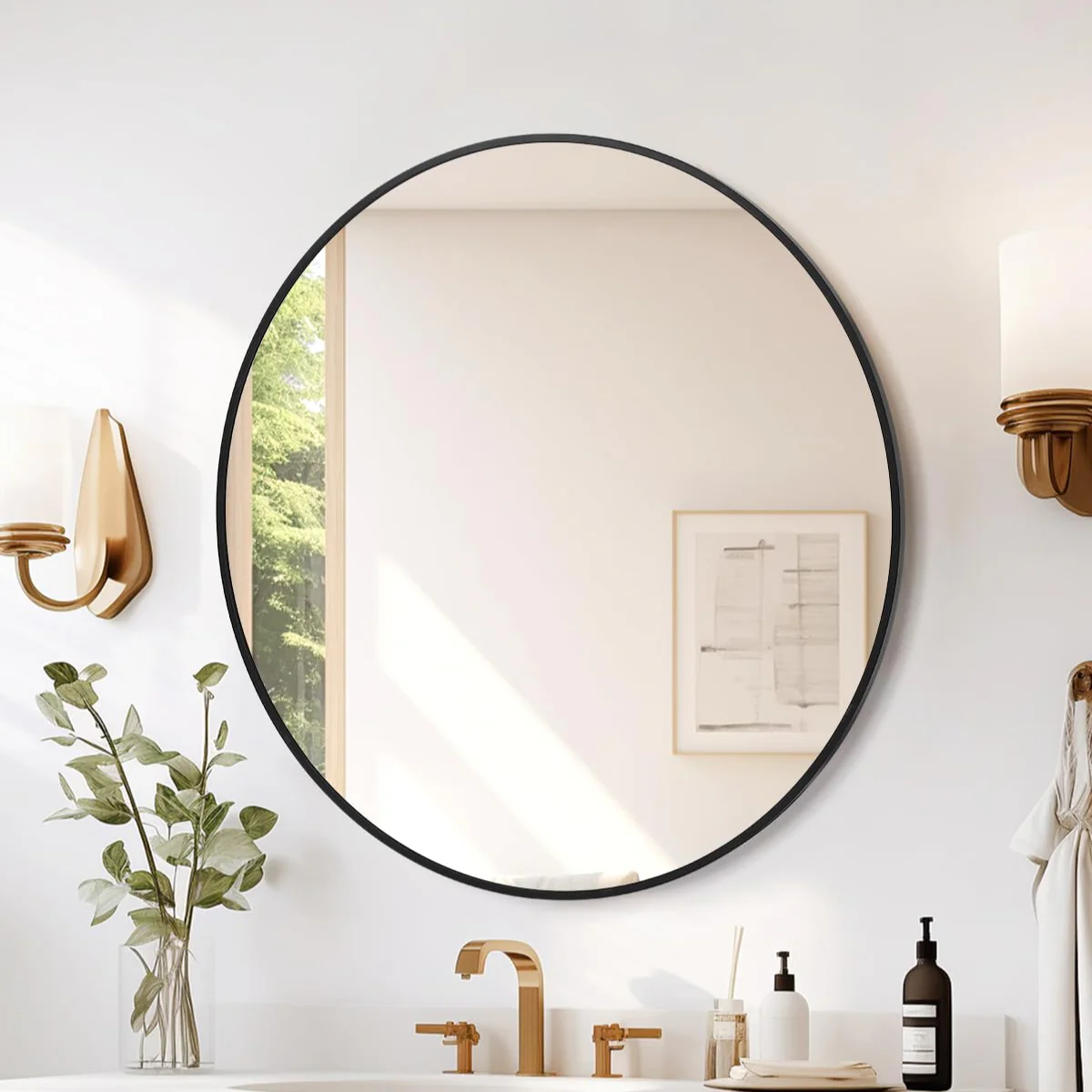 Garvee 2024 New 18 Inch Round Mirror, HD Eco-Friendly Bathroom Mirror, Metal Framed Circle Mirror, Modern Wall Mirror for Bathroom, Living Room, Vanity, Easy to Install, Matte Black - Image 8
