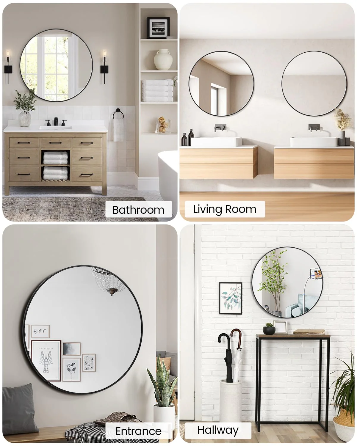 Garvee 2024 New 30 Inch Round Mirror, HD Eco-Friendly Bathroom Mirror, Metal Framed Circle Mirror, Modern Wall Mirror for Bathroom, Living Room, Vanity, Easy to Install, Matte Black - Image 4