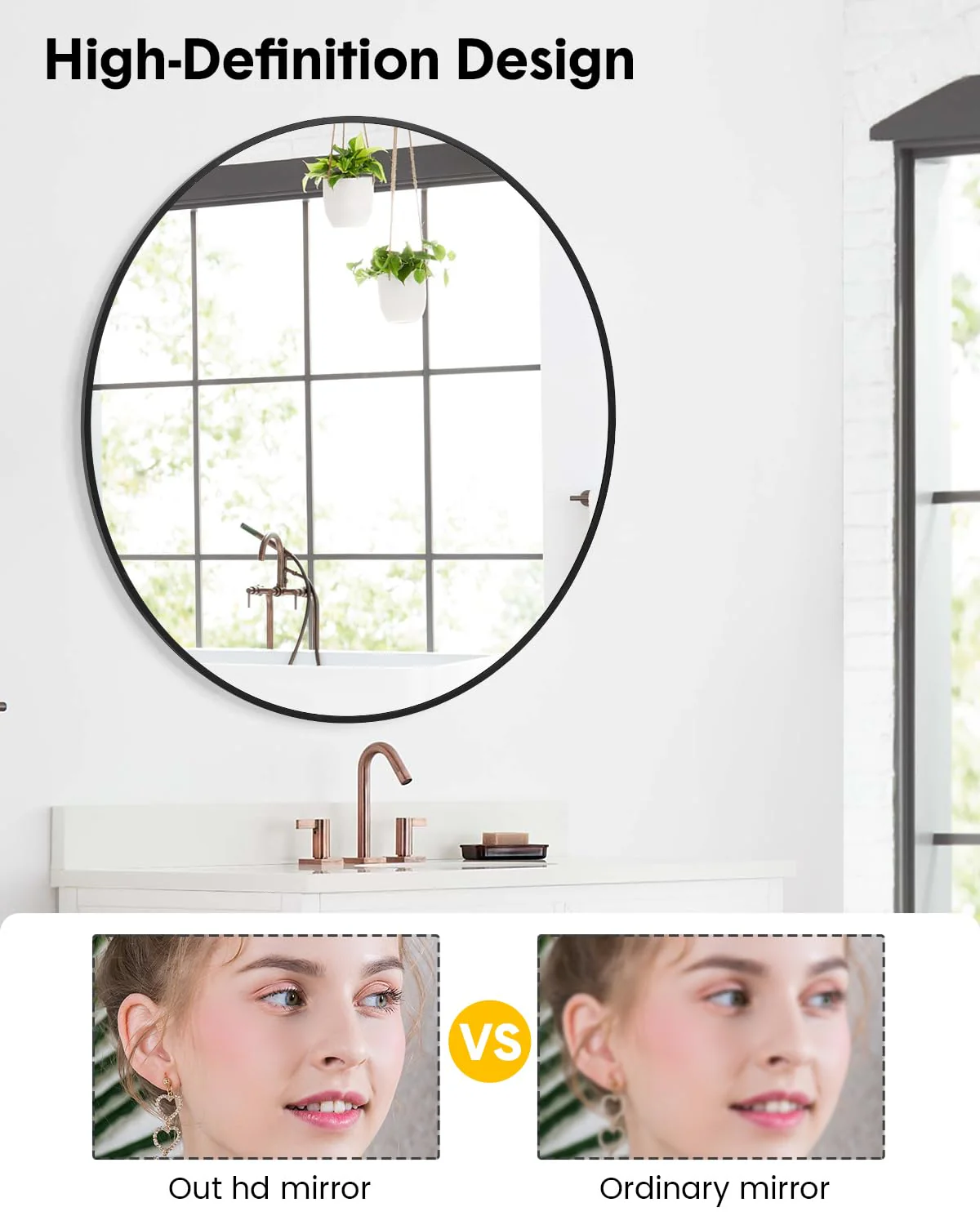 Garvee 2025 New 32 Inch Round Mirror, HD Eco-Friendly Bathroom Mirror, Metal Framed Circle Mirror, Modern Wall Mirror for Bathroom, Living Room, Vanity, Easy to Install, Matte Black - Image 4