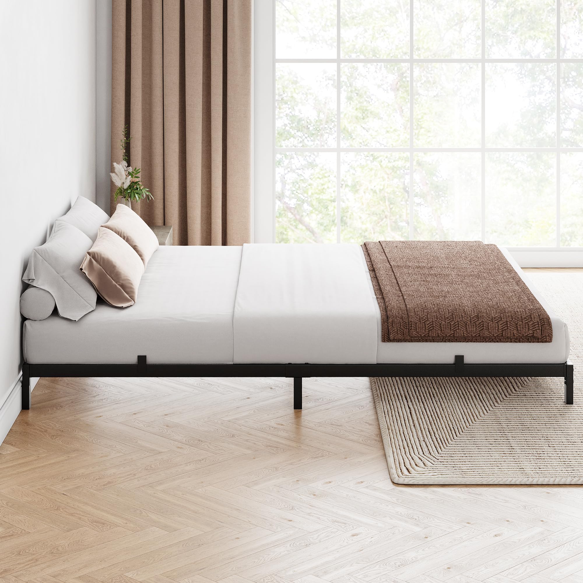 Garvee 6 Inch Queen Bed Frame No Box Spring Needed, Low Profile Bed Frame Heavy Duty Metal Platform 6 Inch Low Bed Frame with Sturdy Steel Slats, Noise Free, Easy Assembly, Black(Queen) - Image 3